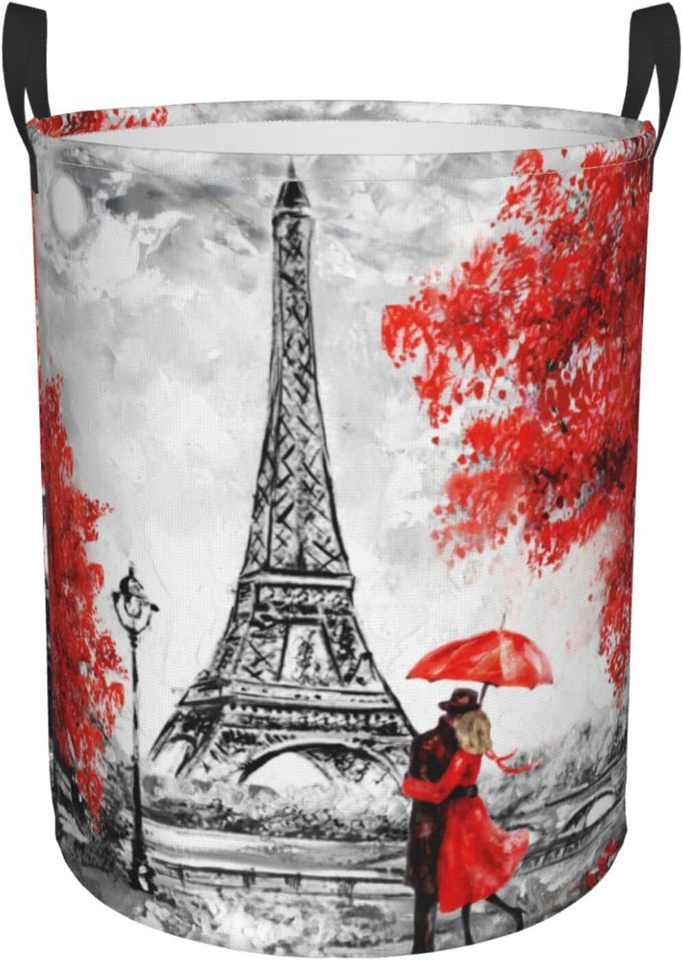 Red Eiffel Tower Influencer Large Waterproof Laundry Basket wHandle Storage