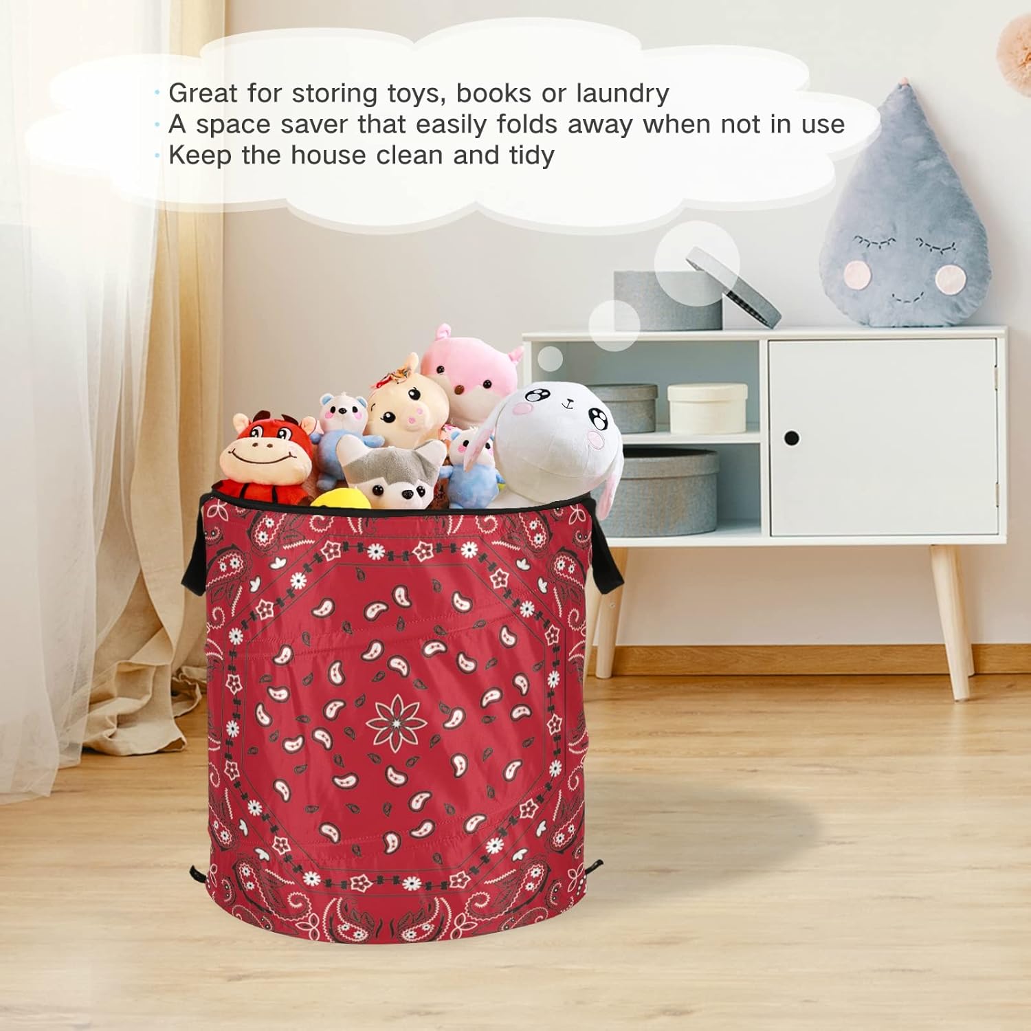 PoeticCity Red Bandana Laundry Hamper
