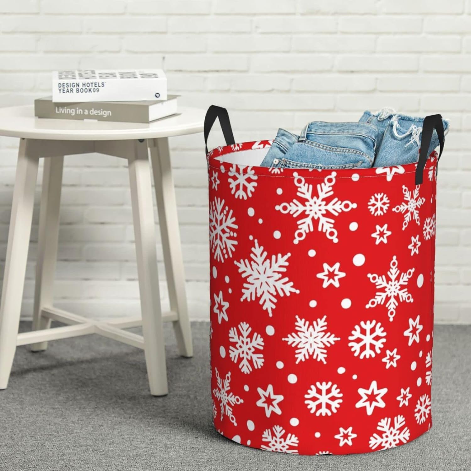 AFHYZY Snowflake Laundry Hamper - Collapsible with Handles Easy Carry Durable Storage Basket