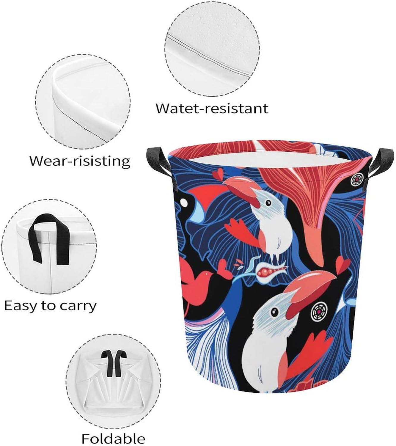 Valentines Day Love Birds Abstract Laundry Hamper