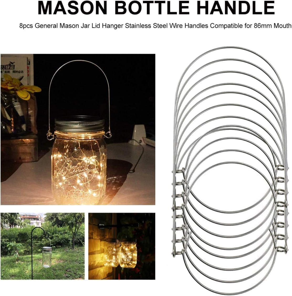 Premium Stainless Steel Mason Jar Wire Hangers Hanging Cables for Mason Jars