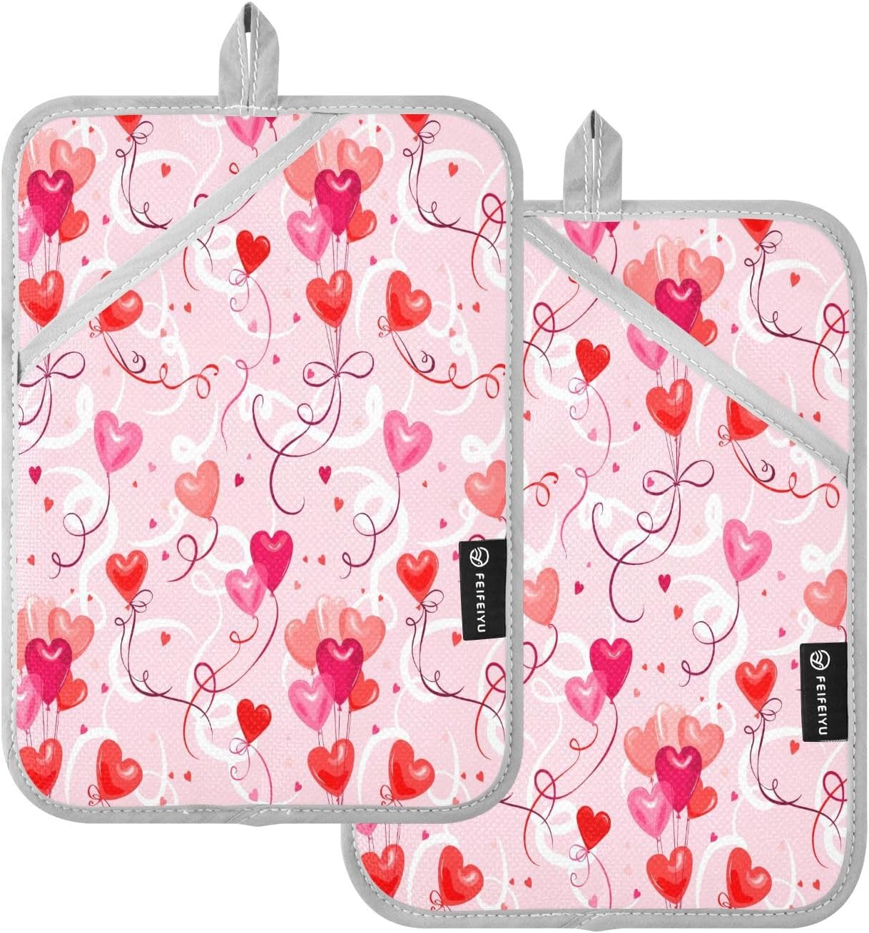 Kcldeci Heart Shape Balloons 2Pack Pot Holder Set Heat Resistant Easy to Use