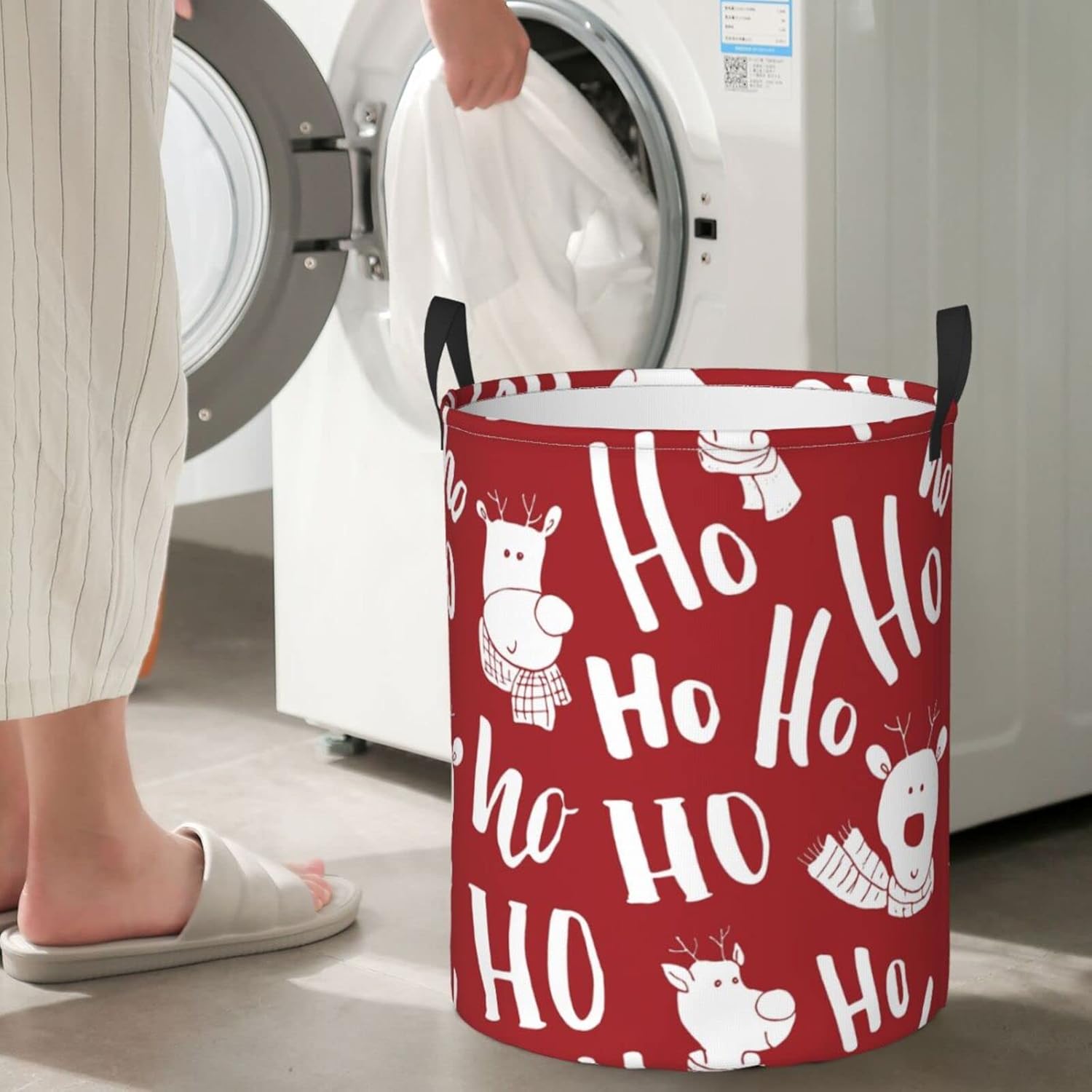 AFHYZY Christmas Laundry Hamper Collapsible with Handles for Bedside Storage