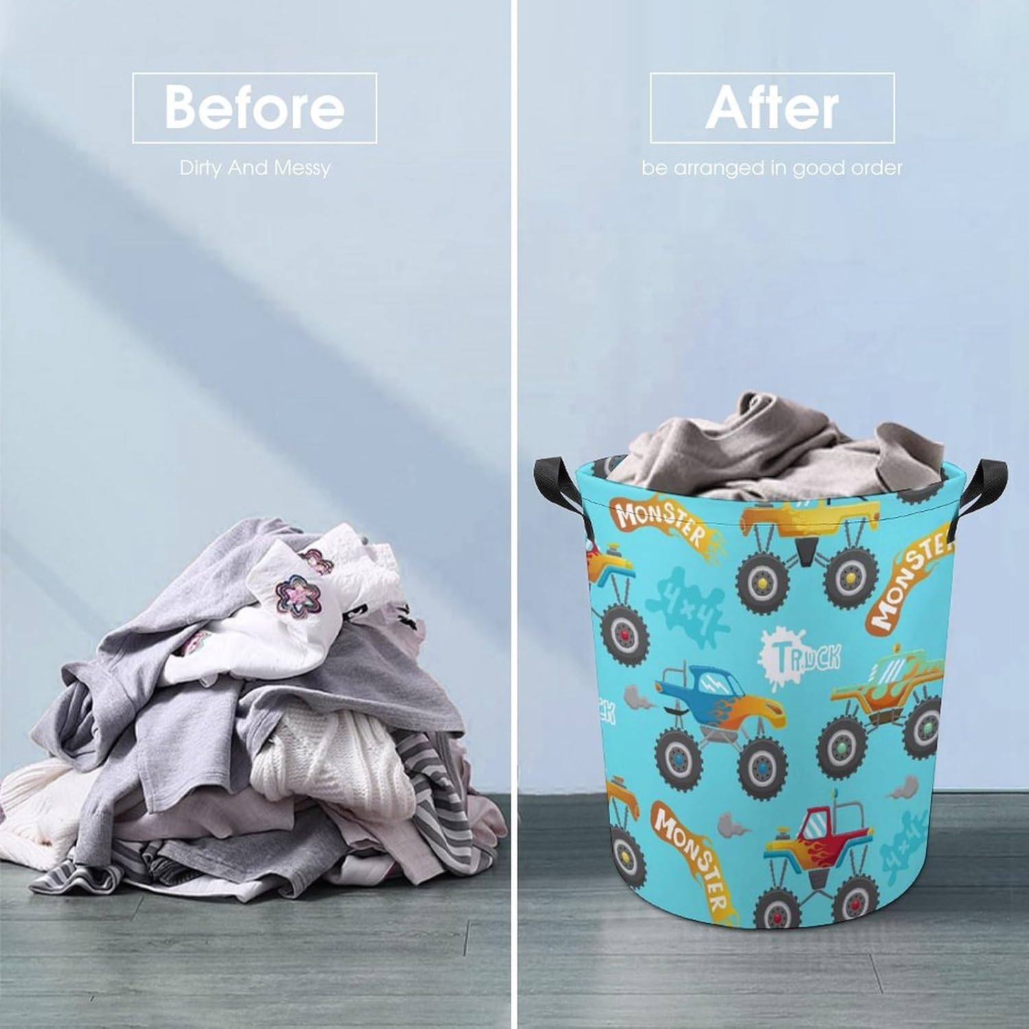Monster Truck Cartoon Laundry Hamper