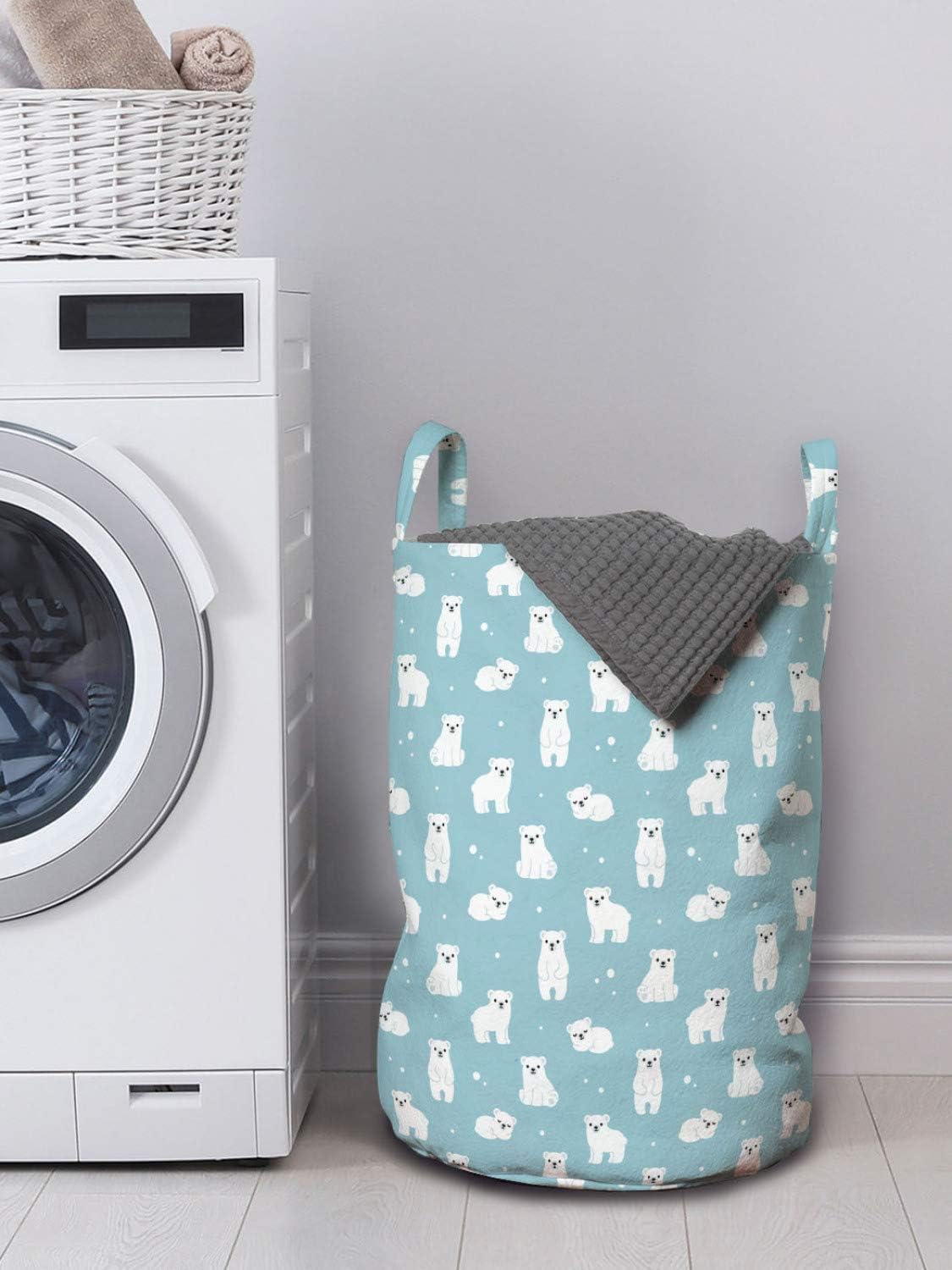 Ambesonne Cartoon Laundry Bag with Snow Effect