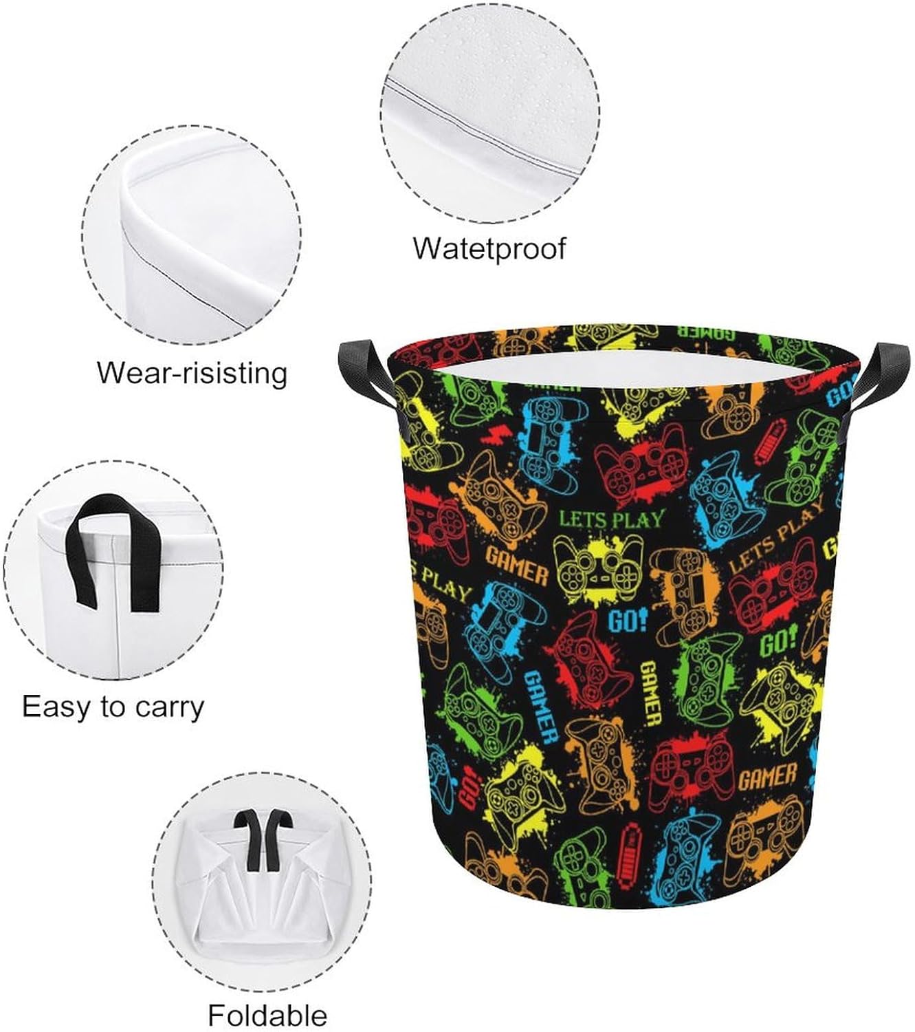 Game ThemeBEST Laundry Basket Stylish Storage for Gamers Boys More