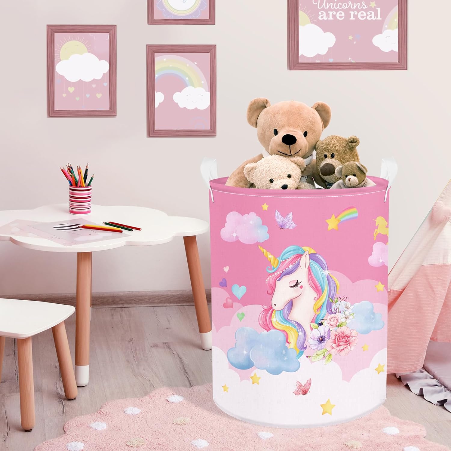 Clastyle Pink Unicorn 45L Yangzi Laundry Basket