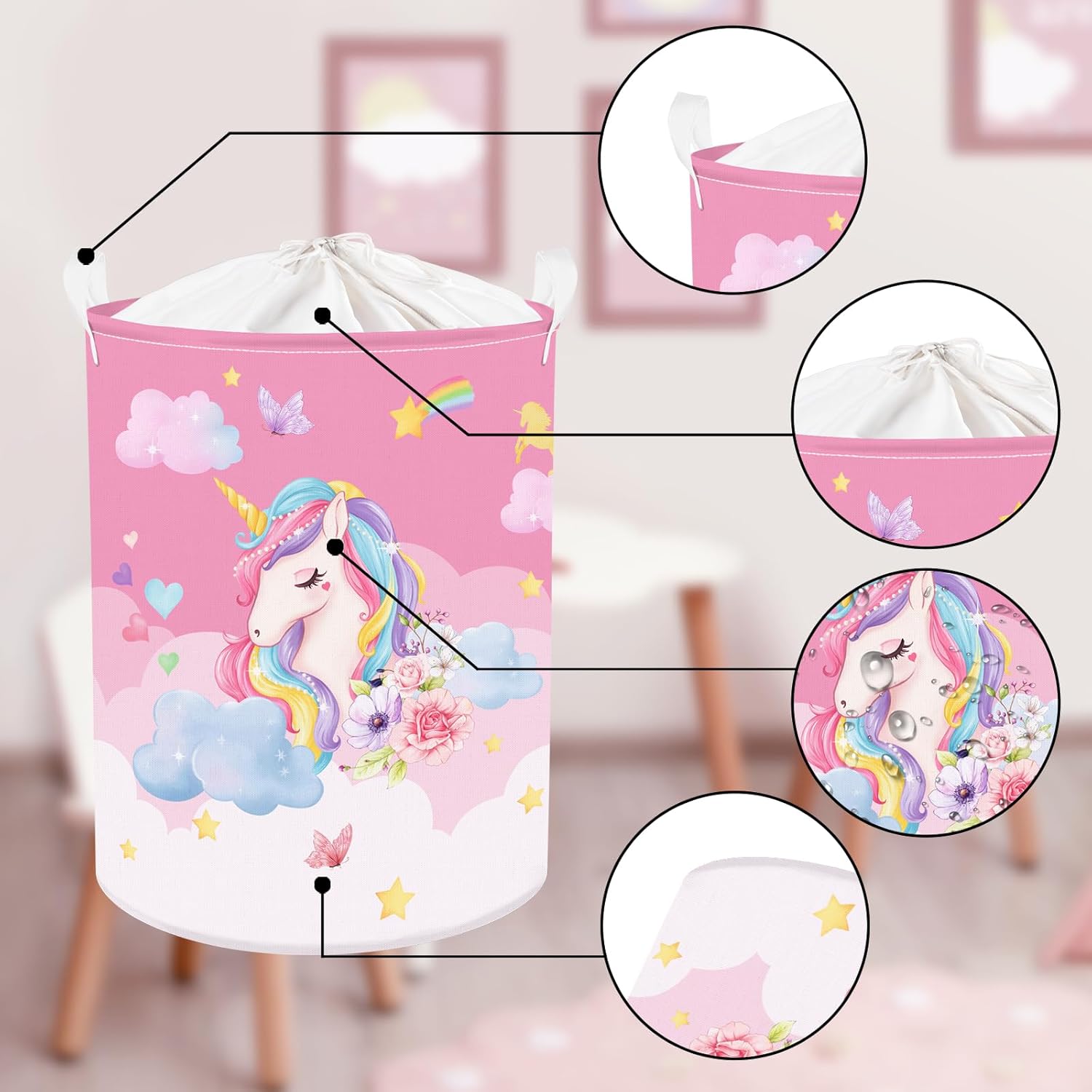 Clastyle Pink Unicorn 45L Yangzi Laundry Basket