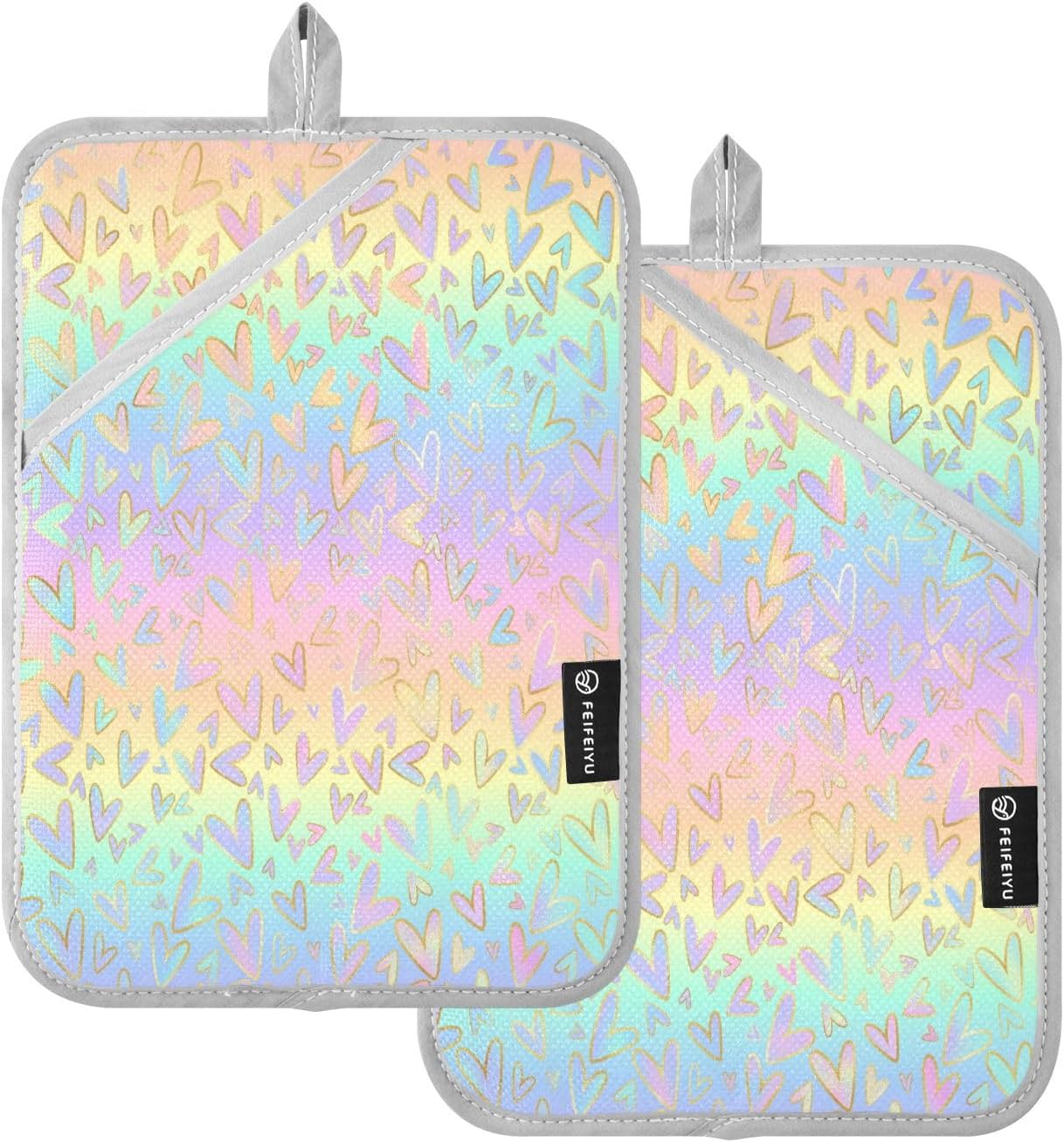 Kcldeci Gradient Leopard Oven Mitts and Potholders - Heat Resistant 2-Pack