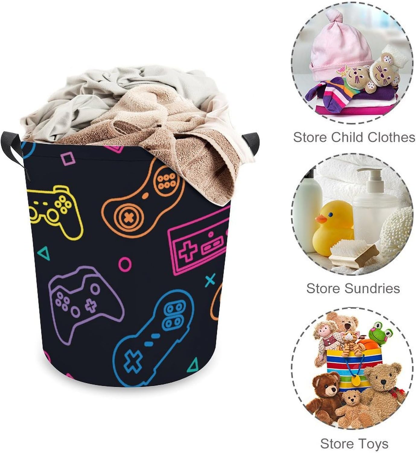 Neon Gamepad Laundry Hamper