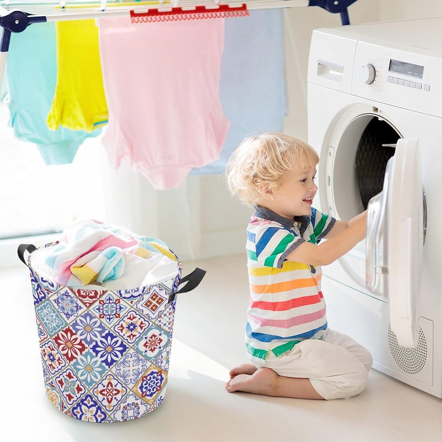 Colorful Patchwork Laundry Basket