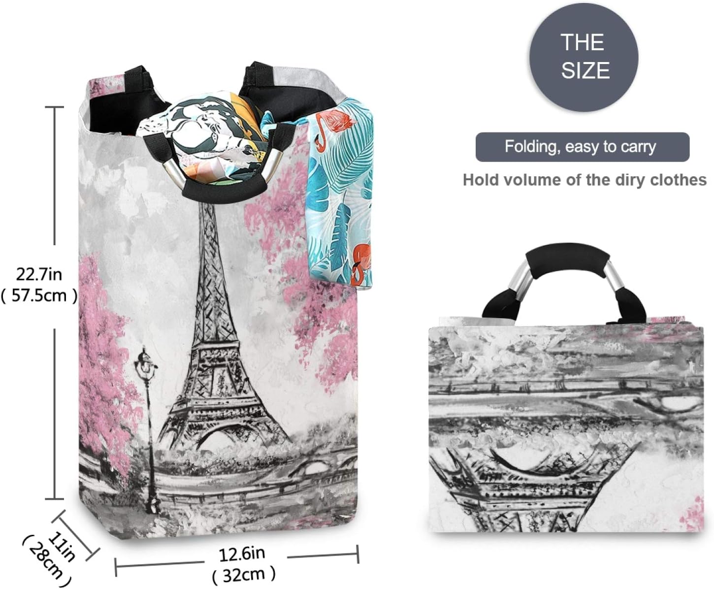 Large Water-Proof Collapsible Handle laundry hamper for Home Kitchen
