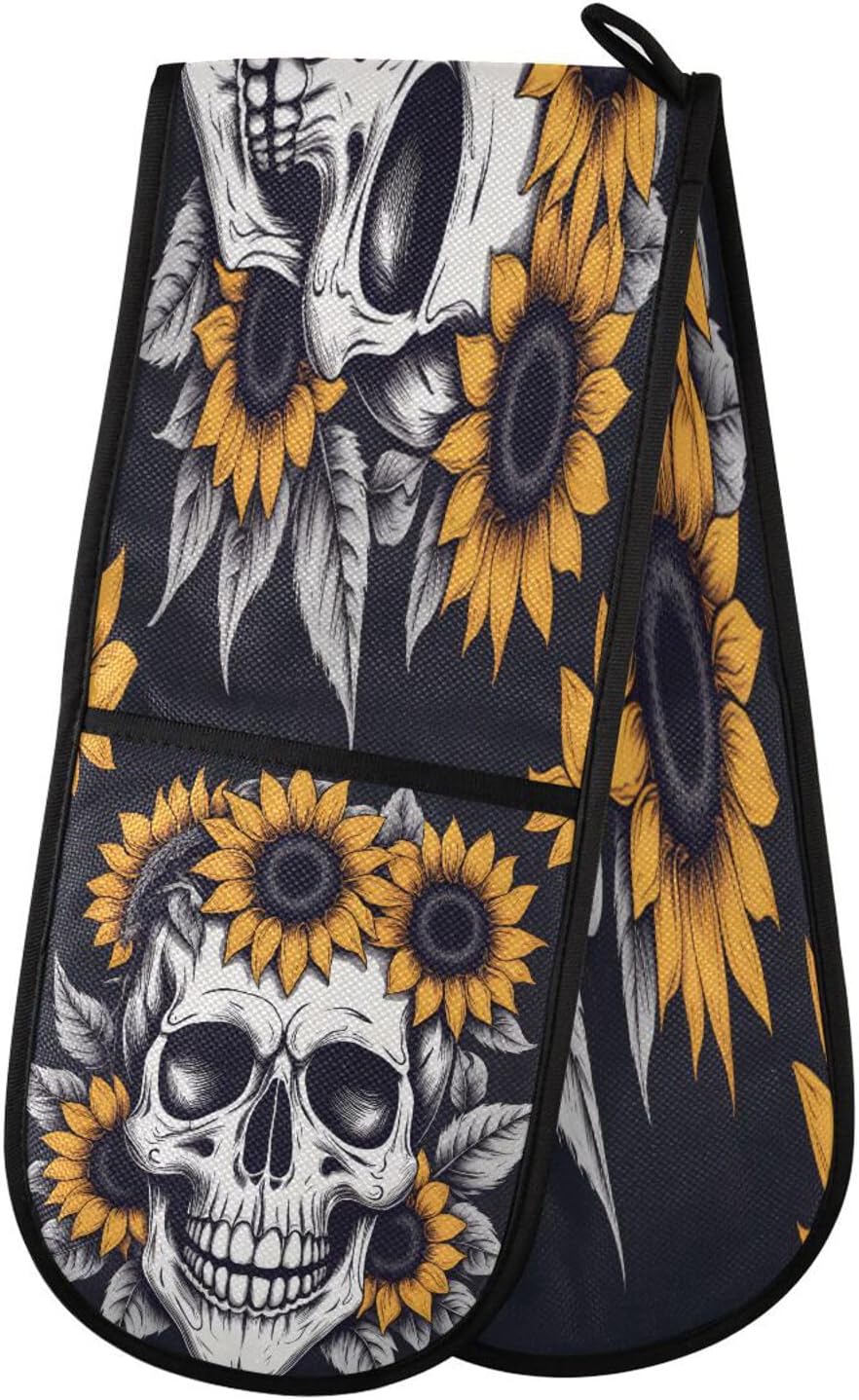 Halloween Skull Thermal Oven Mitts for Cooking Baking