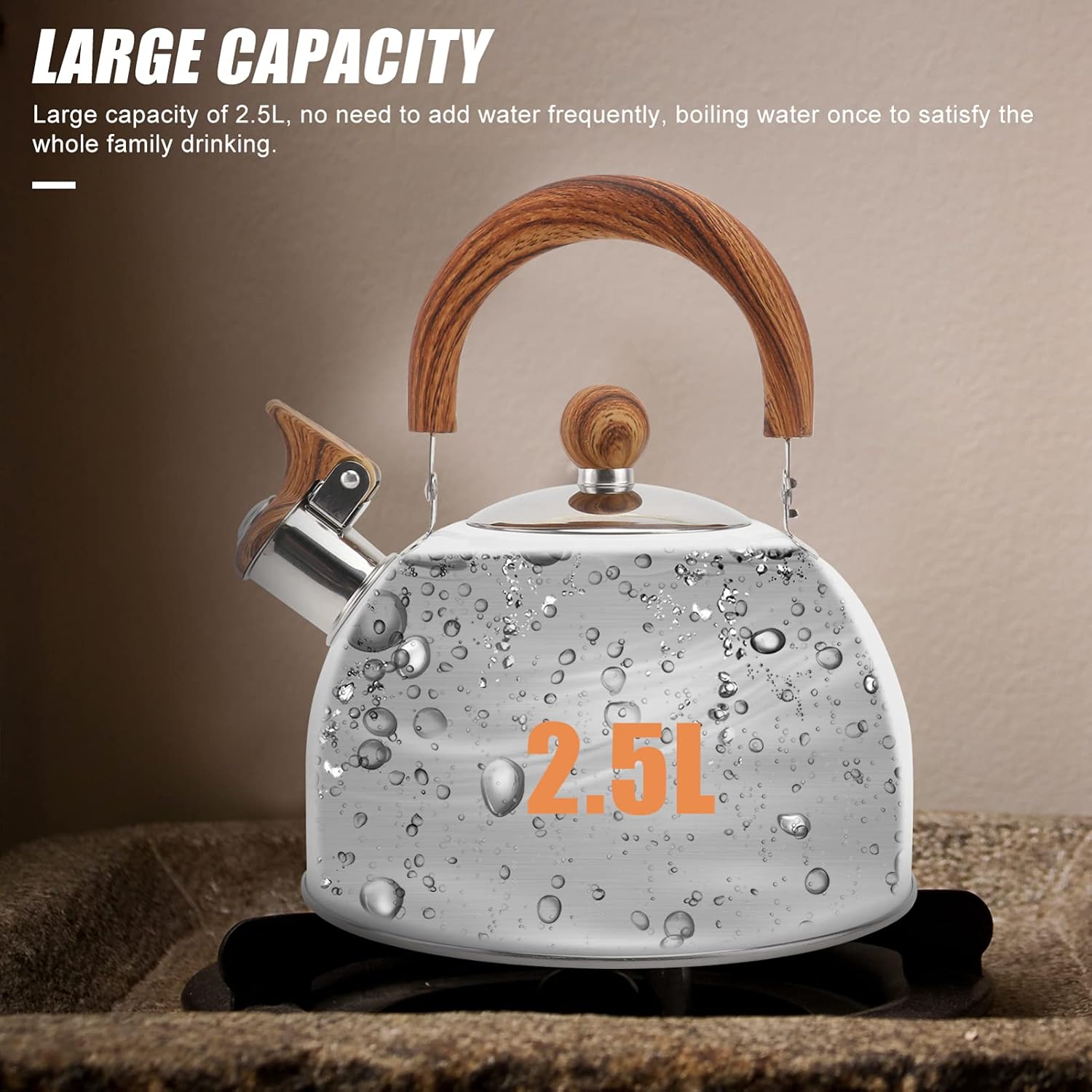 Ergonomic Whistling Tea Kettle with Handle for Easy Use