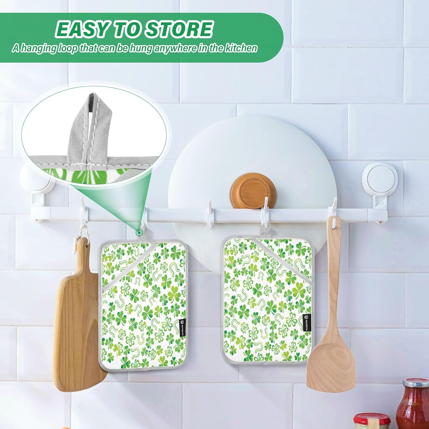 KCldeci Green Shamrock 2-Pack Heat-Resistant Potholders
