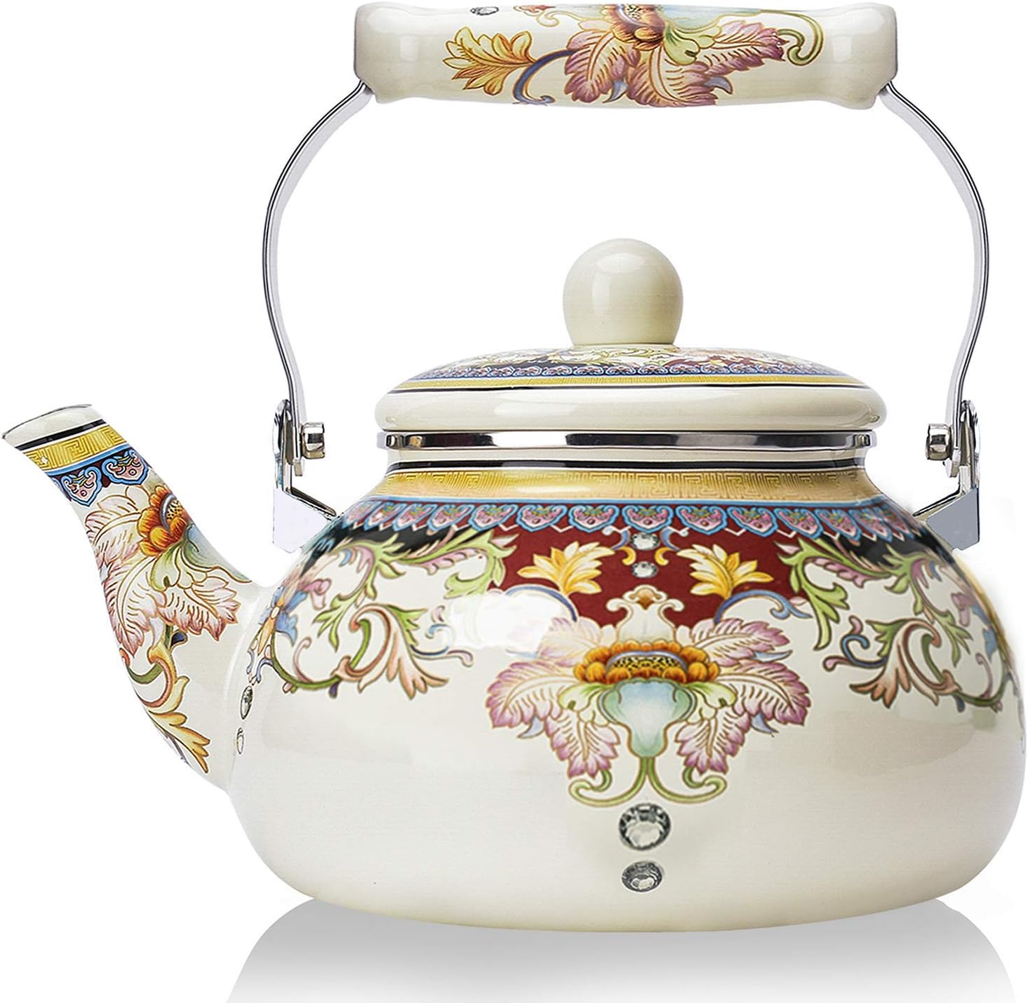 Stylish Floral Design Leaking-Proof Ceramic Kettle for Home Kitchen