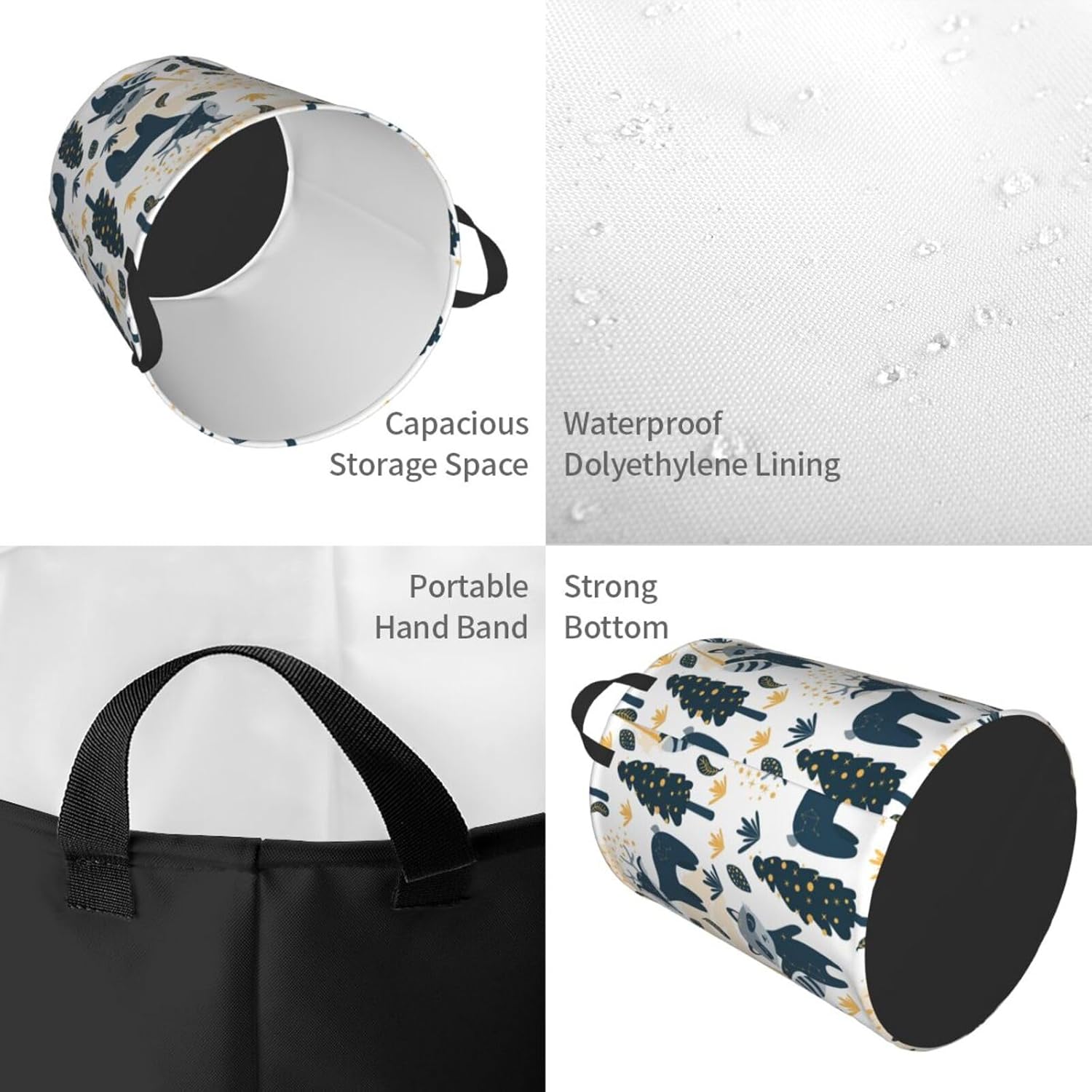 Collapsible Laundry Hamper with Handles for Bedroom Storage