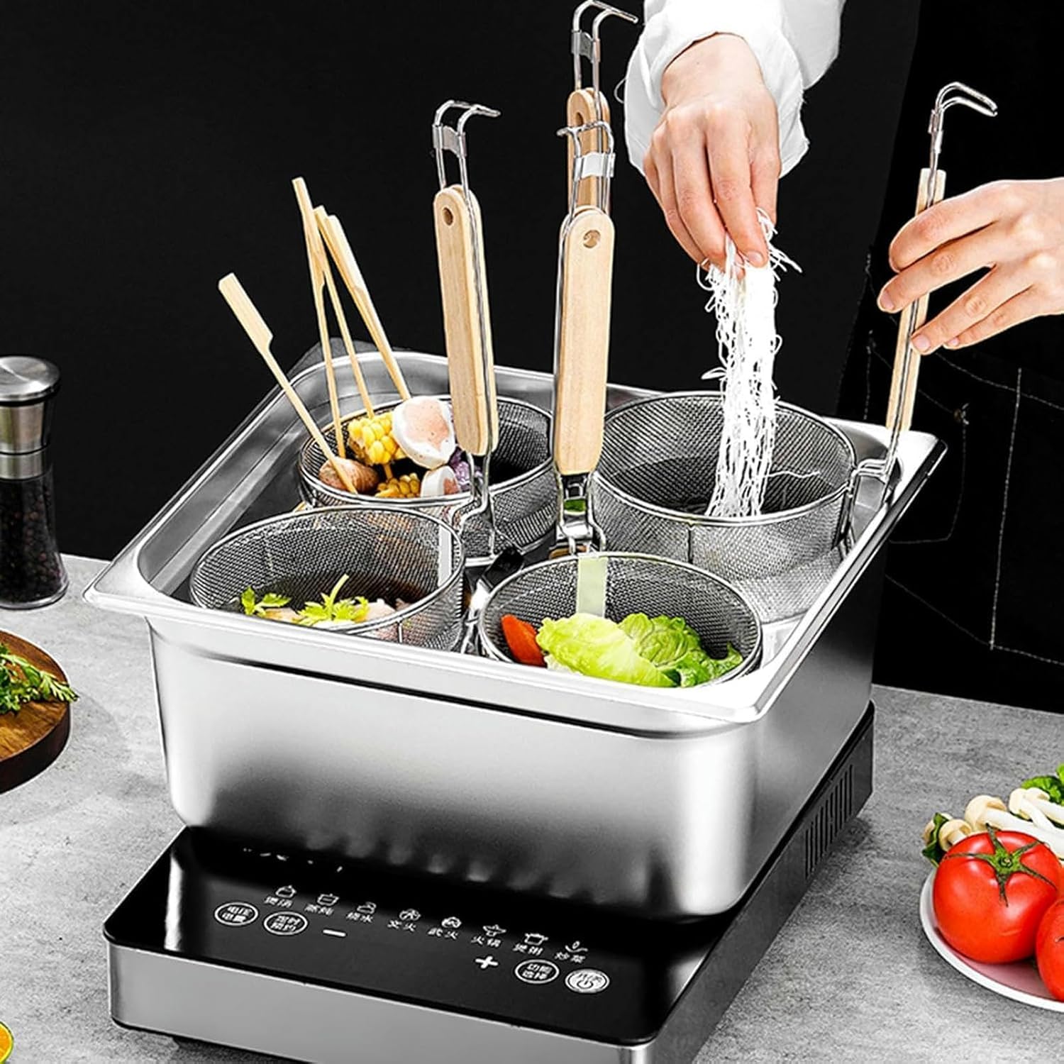 Stainless Steel 6-Piece Pasta Cooker Set for Restaurant Use