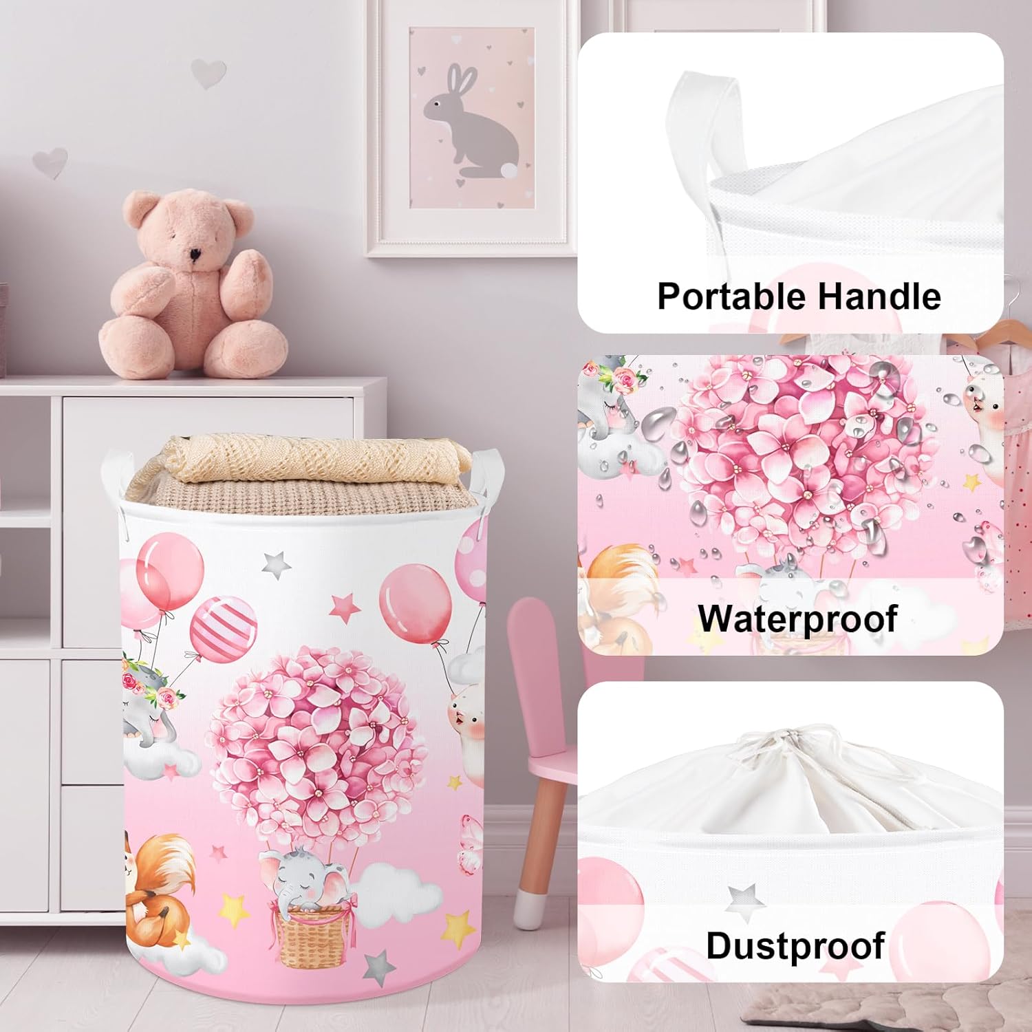 Clastyle Pink Balloon Animal Storage Basket