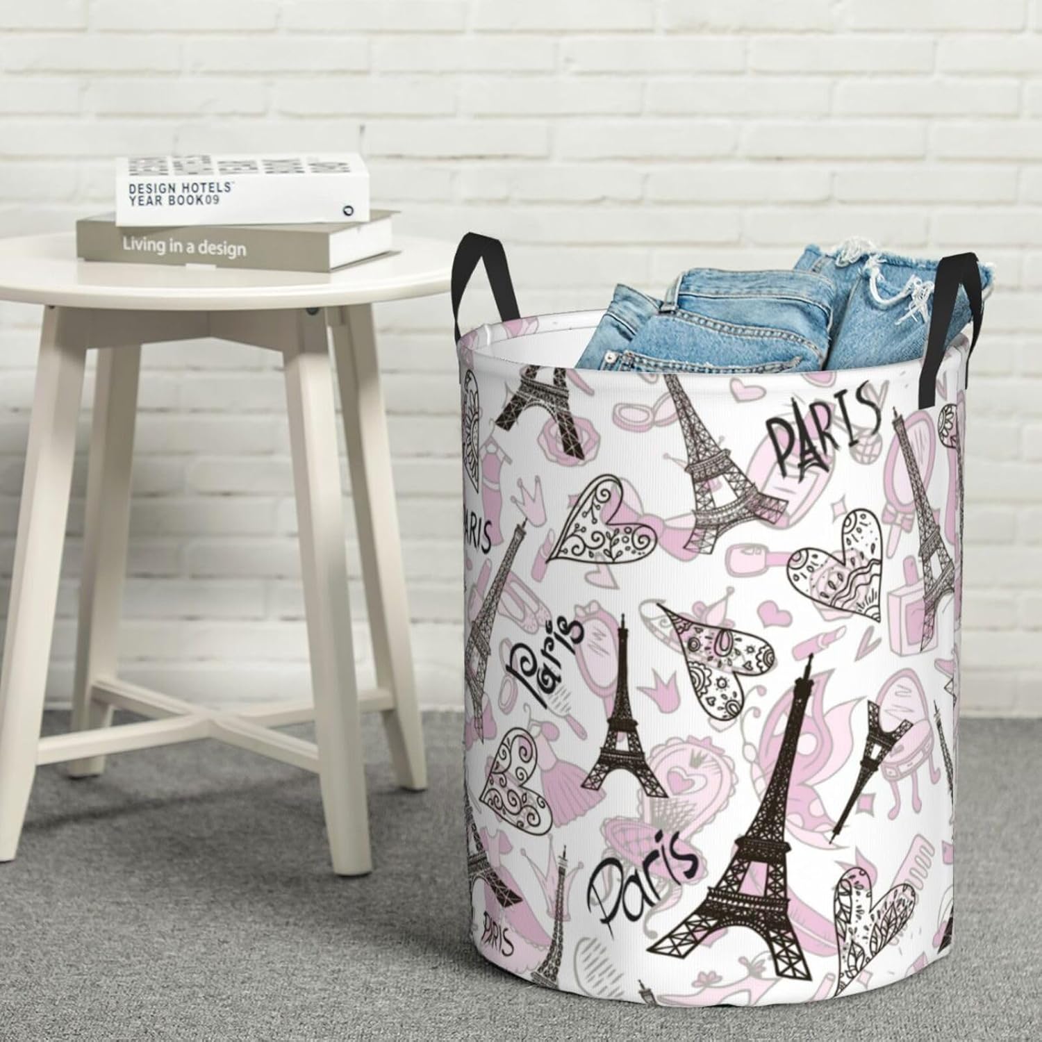 Paris Eiffel Tower Waterproof Laundry Basket Collapsible with Handle