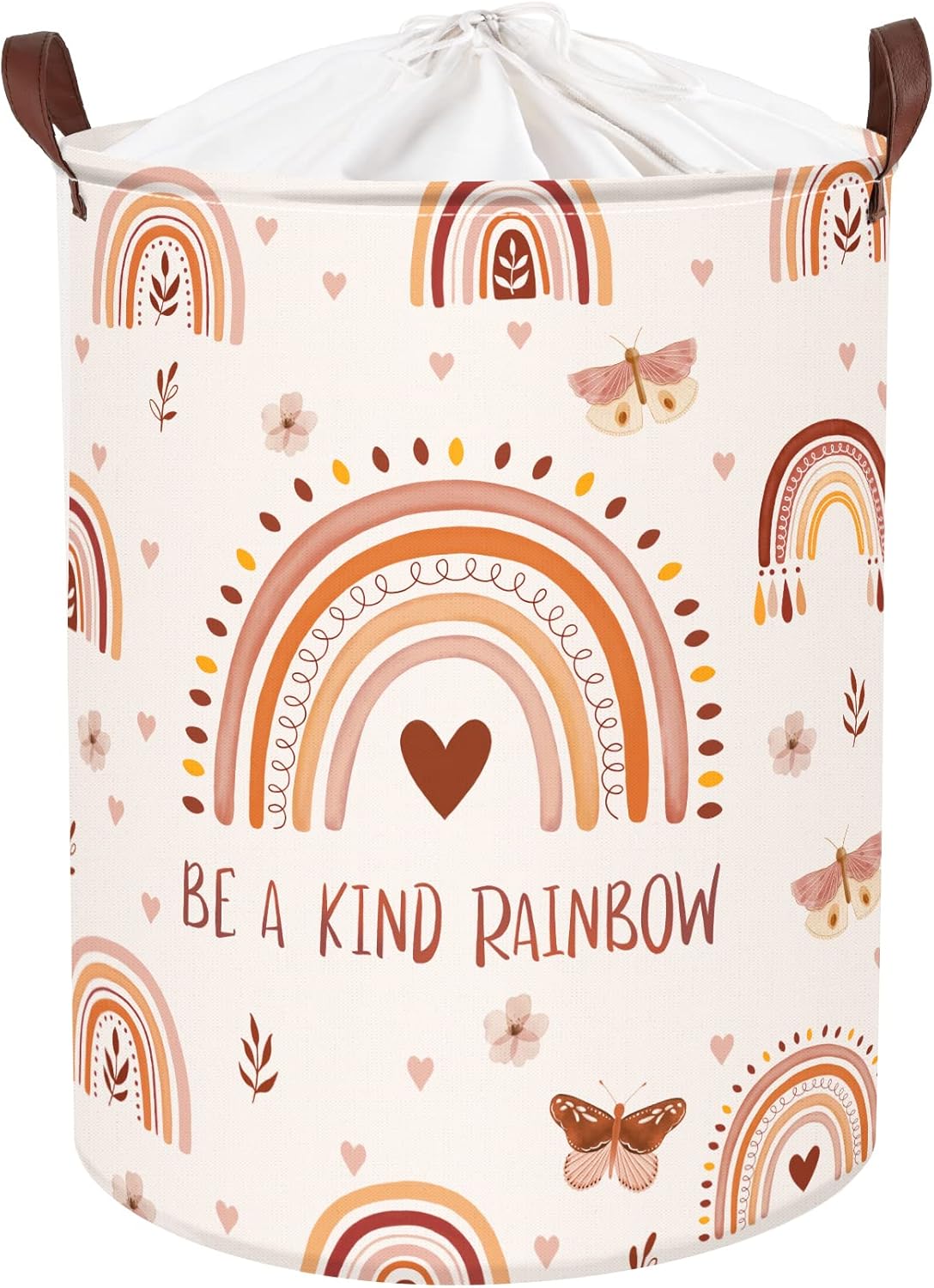 Clastyle 45L Boho Rainbow Washable Hamper with Handle Pink