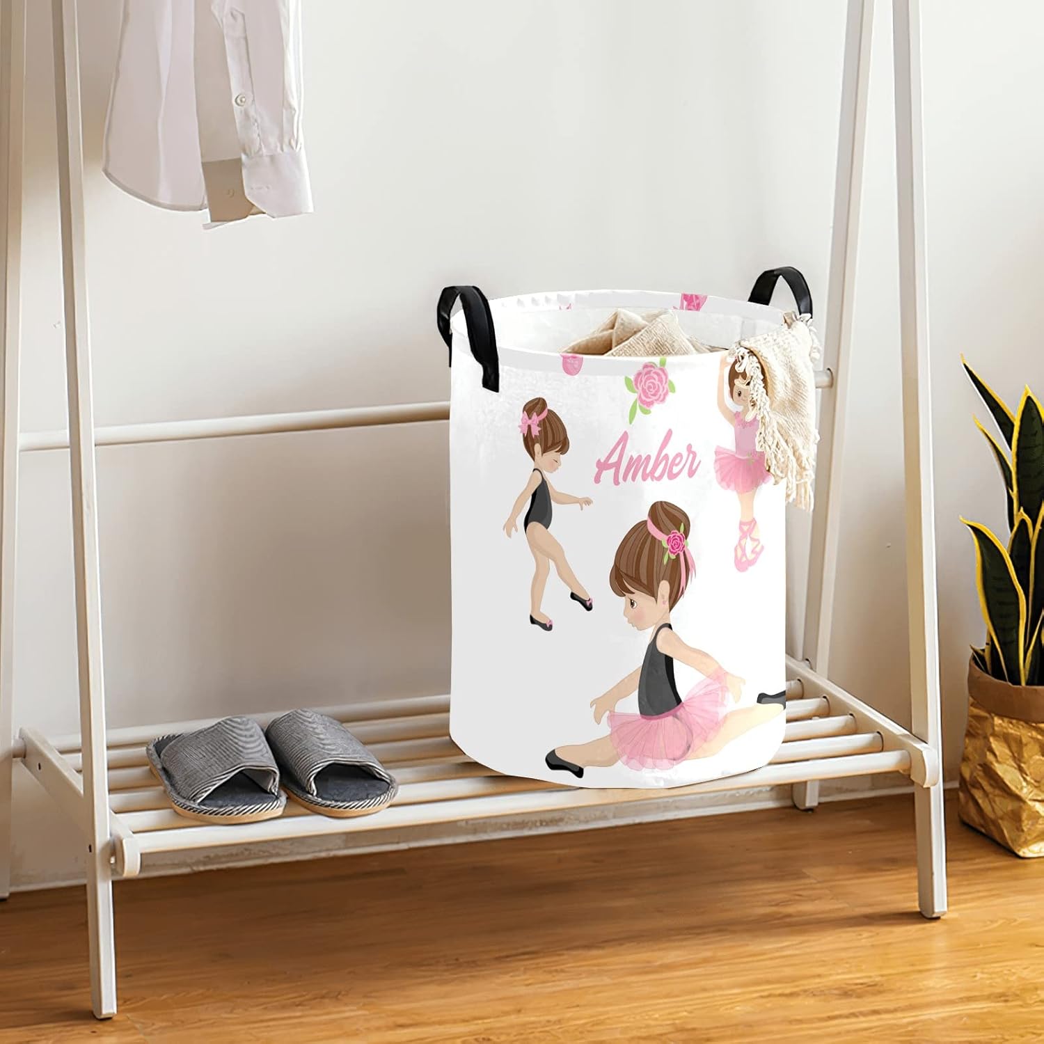 Custom Lovely Girl Ballet Storage Basket with Handles