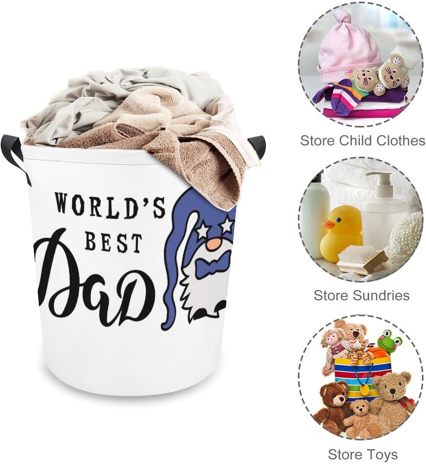 Worlds Best Dad Laundry Hamper with Handles