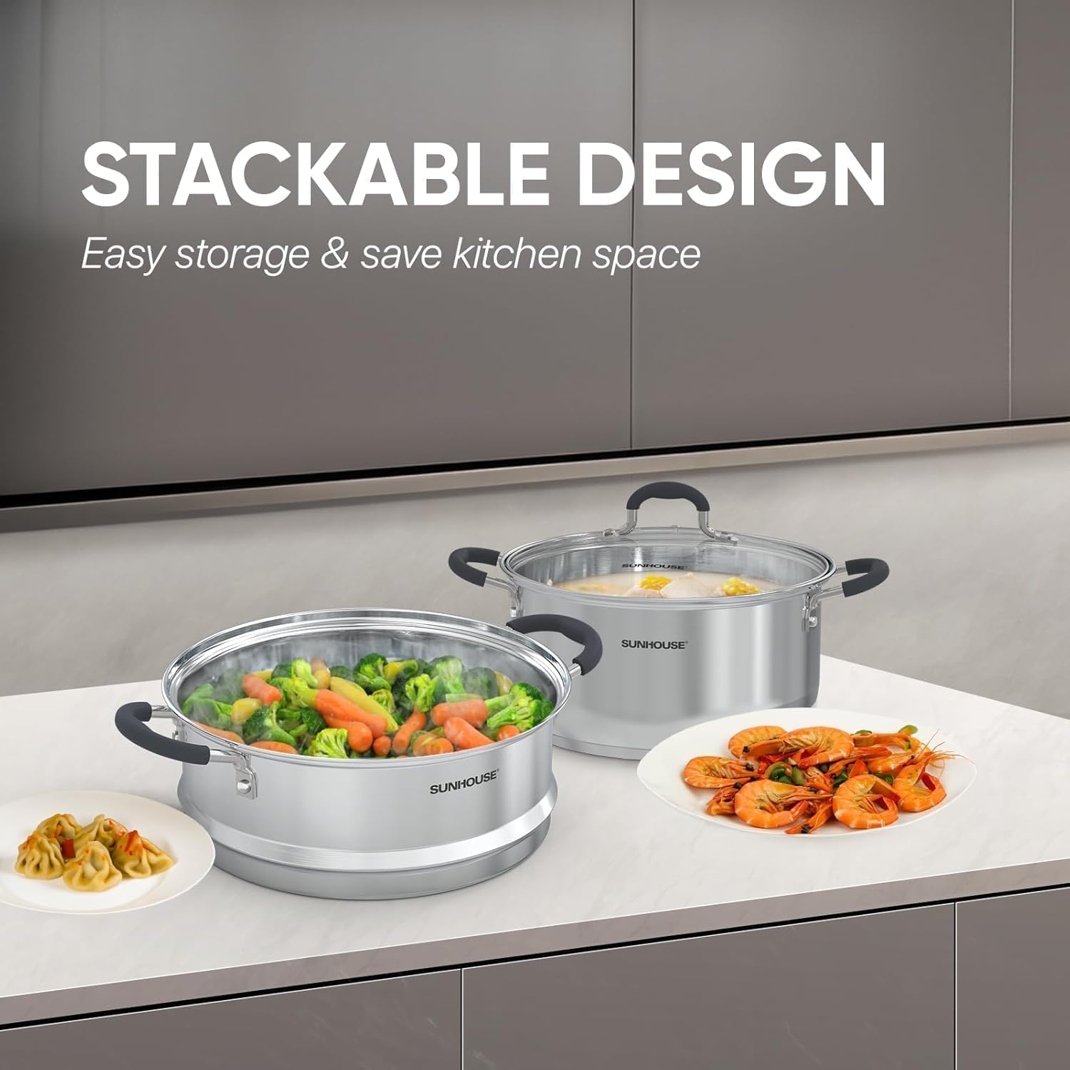 Sunhouse 33 Quarts Steamer Pot 2-Tier