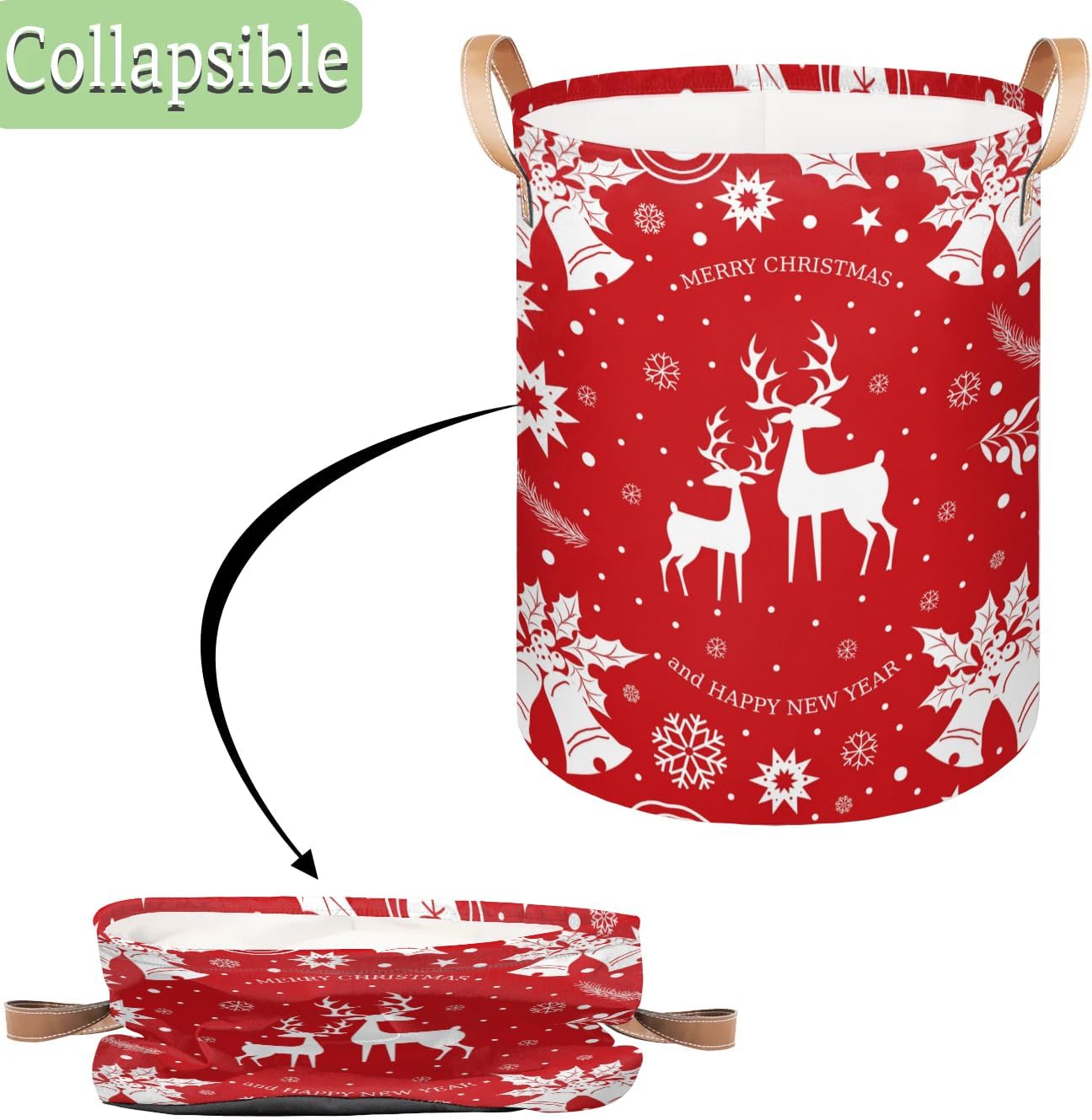 Heavy Duty Christmas Deer Collapsible Laundry Basket