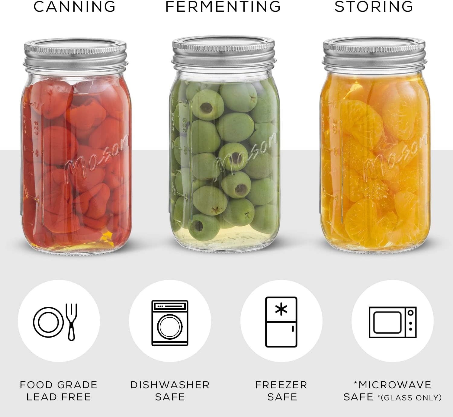 JoyJolt 16 oz Mason Jars 6-Pack
