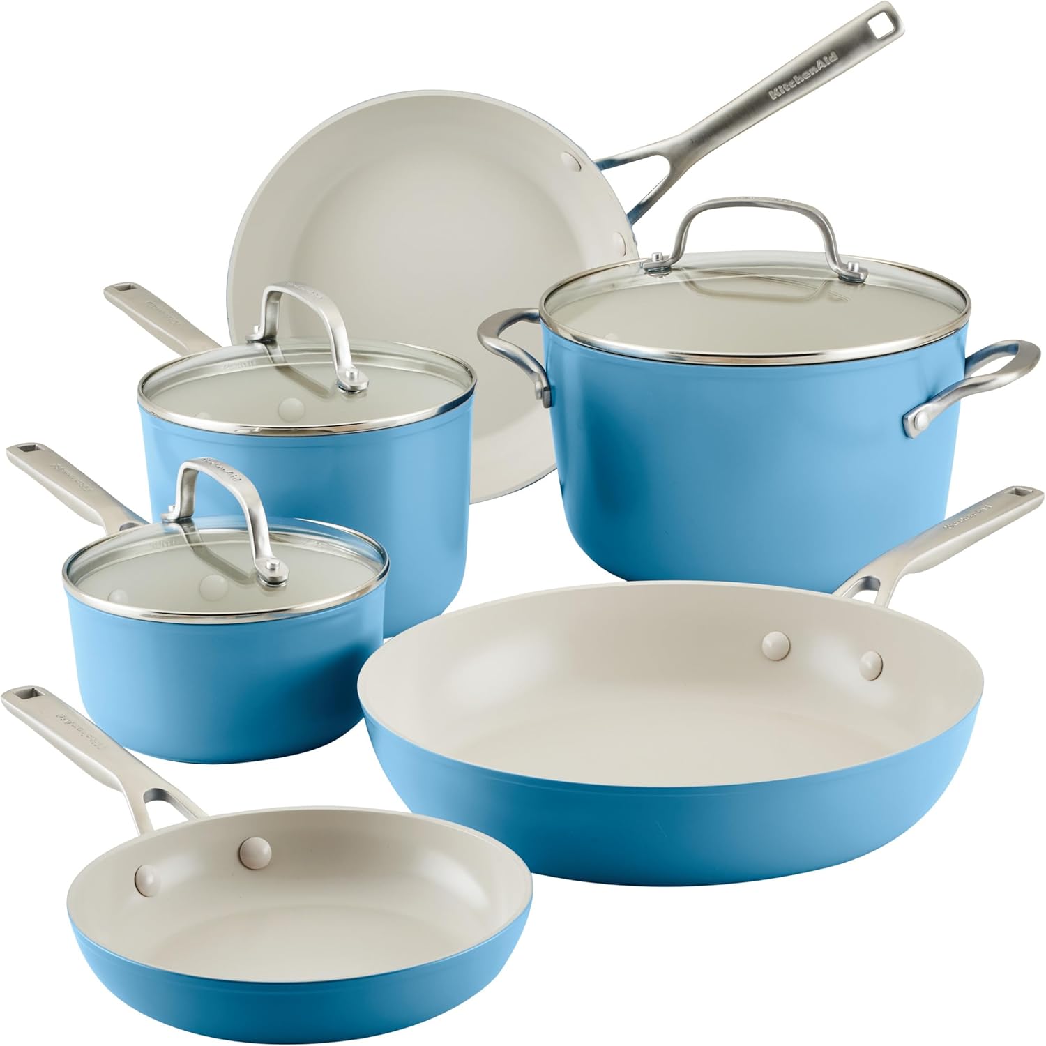 Versatile 9-Piece KitchenAid Hard Anodized Cookware Durable Easy to Clean
