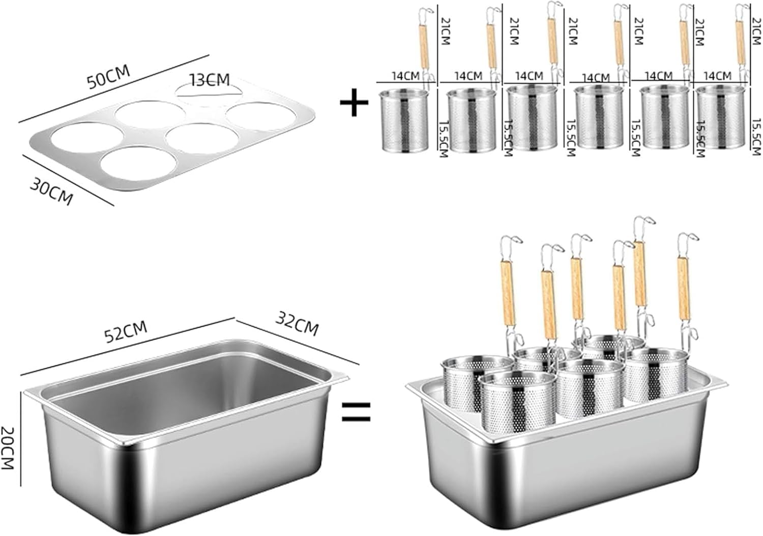 UNbit 6 Hole Pasta Cooker Insert Set Stainless Steel