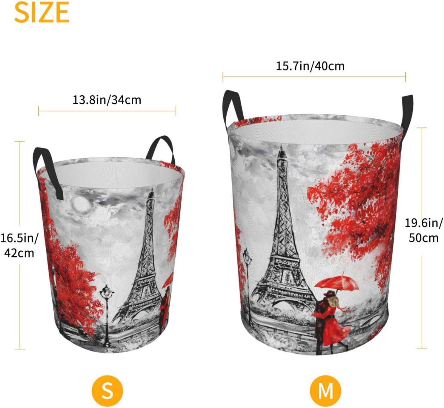 Red Eiffel Tower Influencer Large Waterproof Laundry Basket wHandle Storage