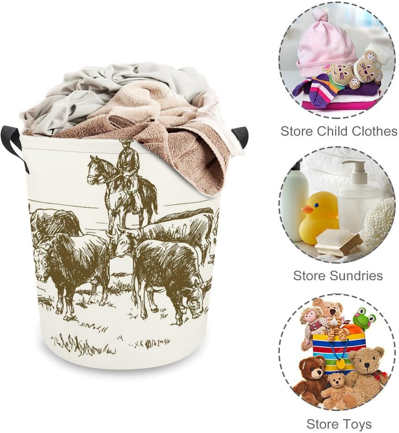 MEIKKO Cattle Drive Cowboys Laundry Hamper