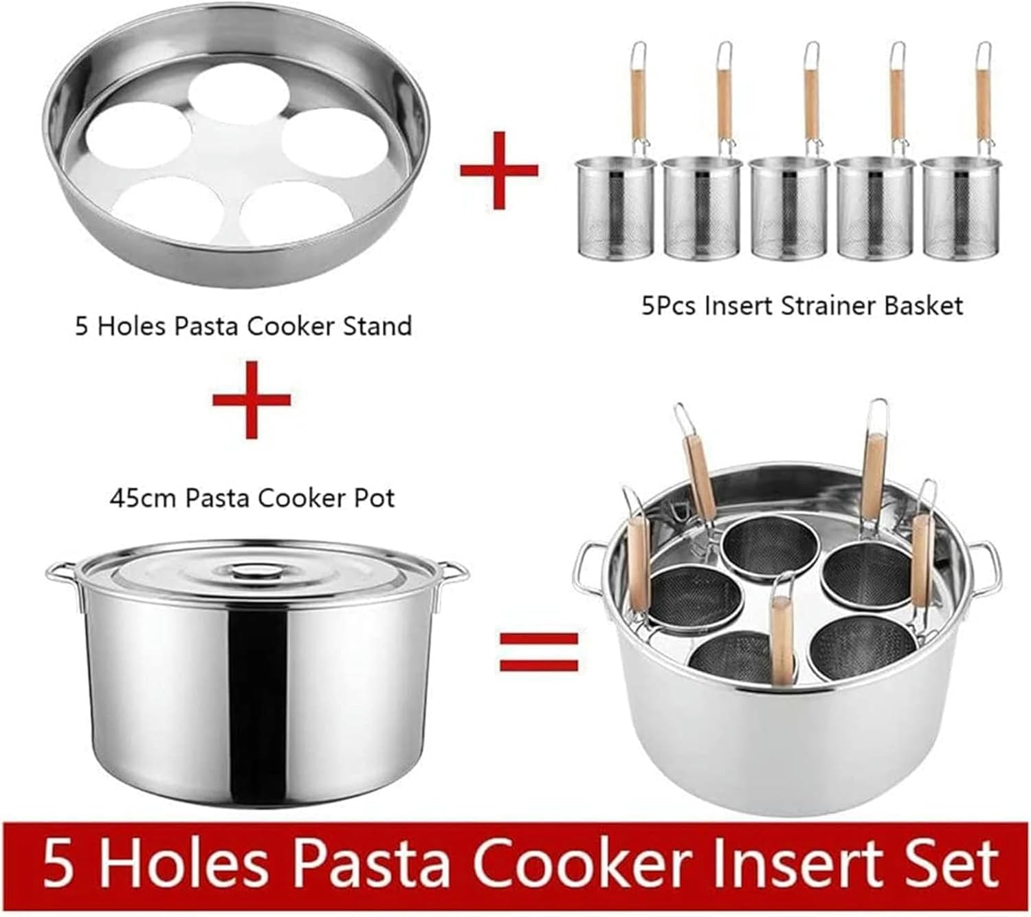 SVMYTEBGE 3 Hole Pasta Pot with Steamer Set