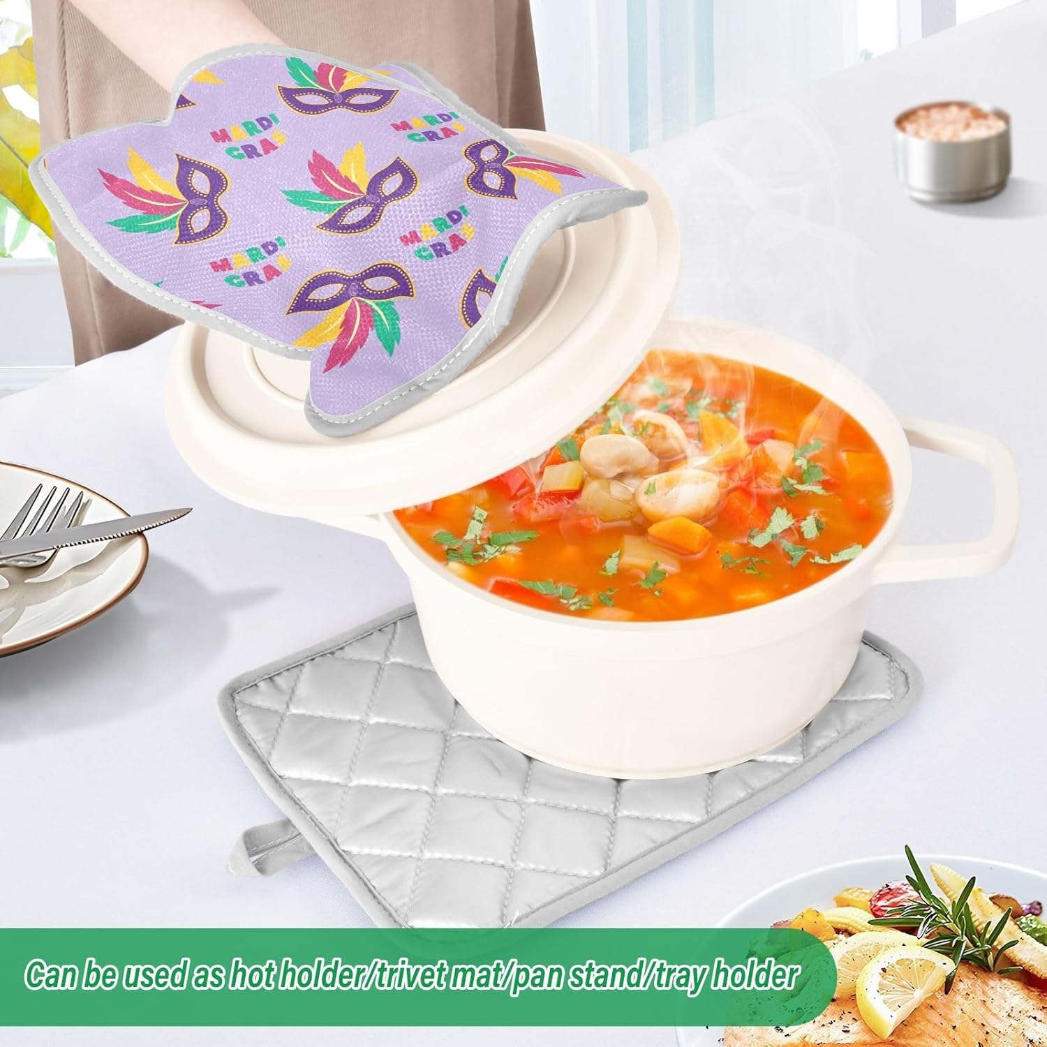 Mardi Gras Pot Holder Set 2-Piece