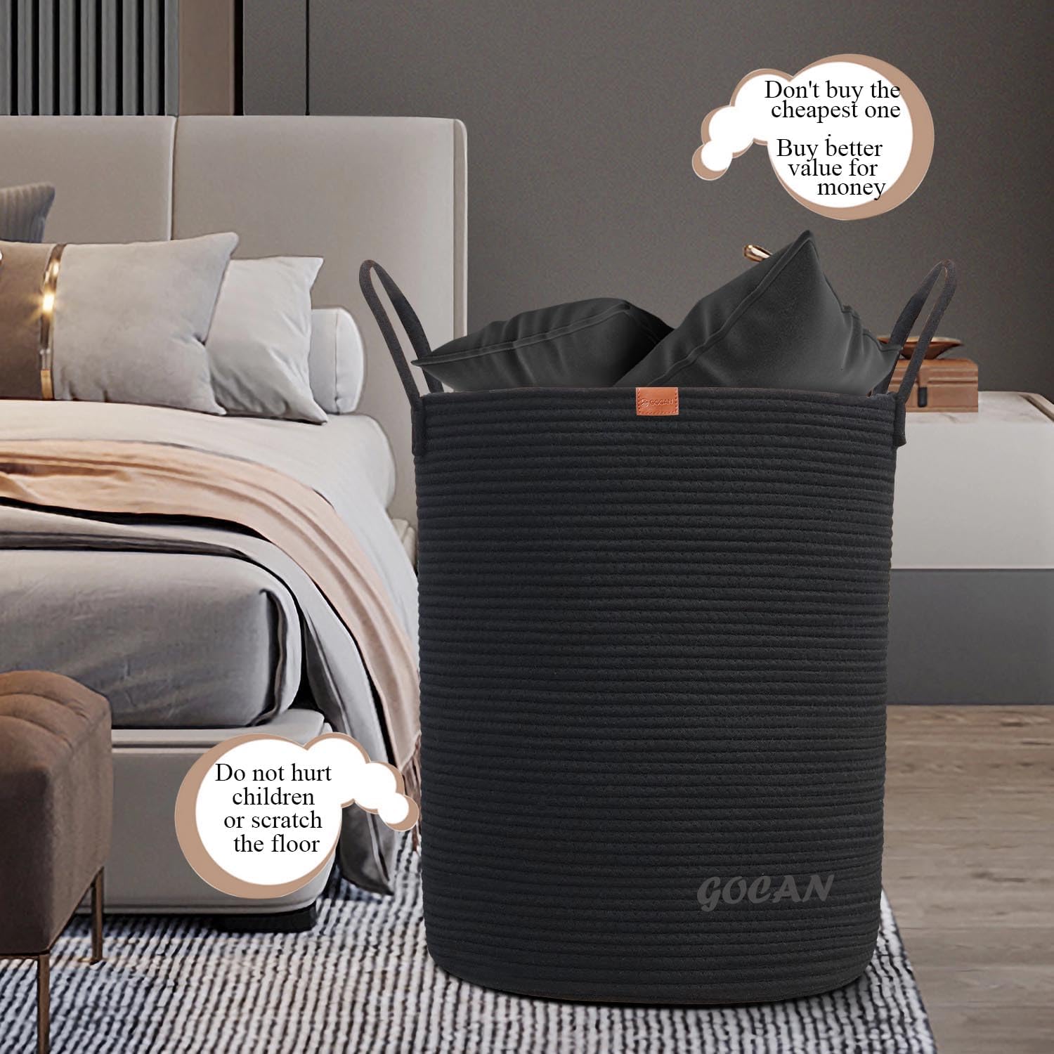 GOCANSturdy Foldable Storage Basket for Laundry Decorative Use