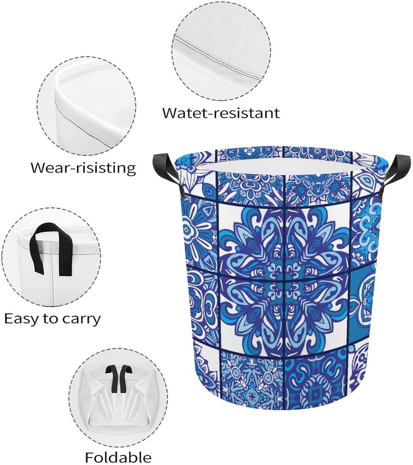 Geometric Blue Ethnic Laundry Hamper