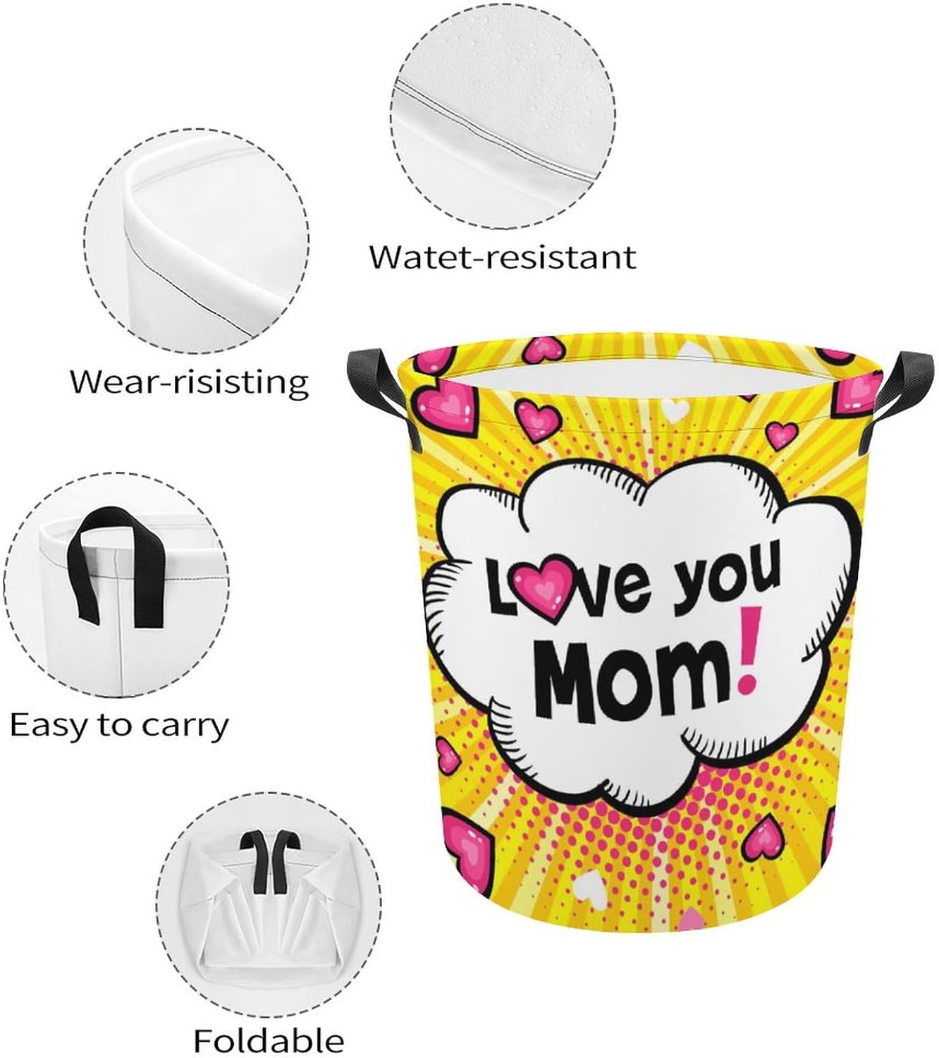Love You Mom Collapsible Laundry Basket