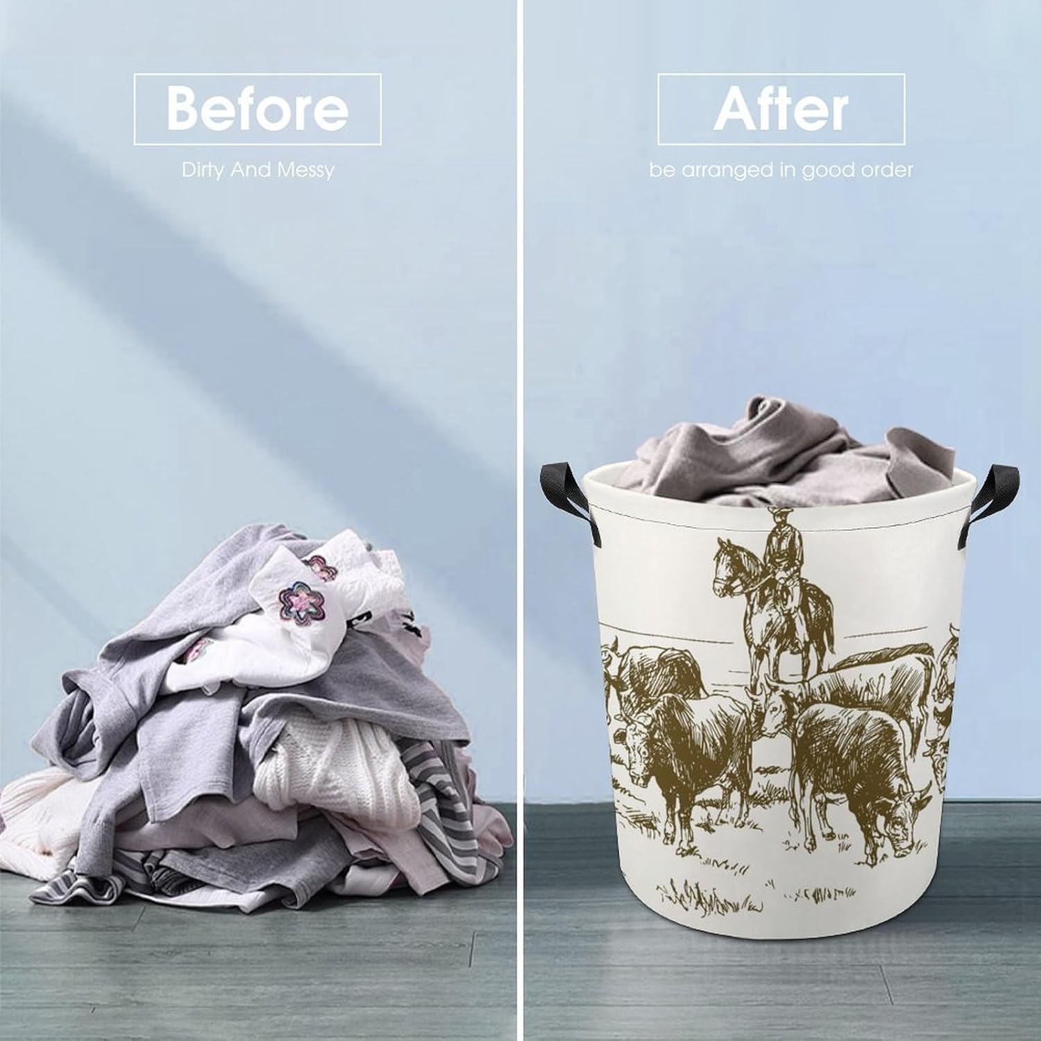 MEIKKO Cattle Drive Cowboys Laundry Hamper
