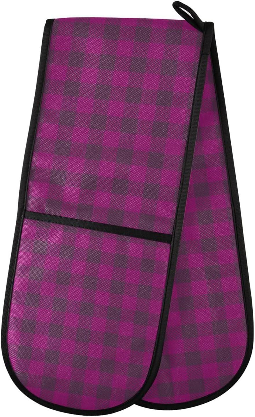 Protect Your Hands Double Oven Mitts Violet Buffalo Plaid Halloween 35x7 Ovenspot Mitt