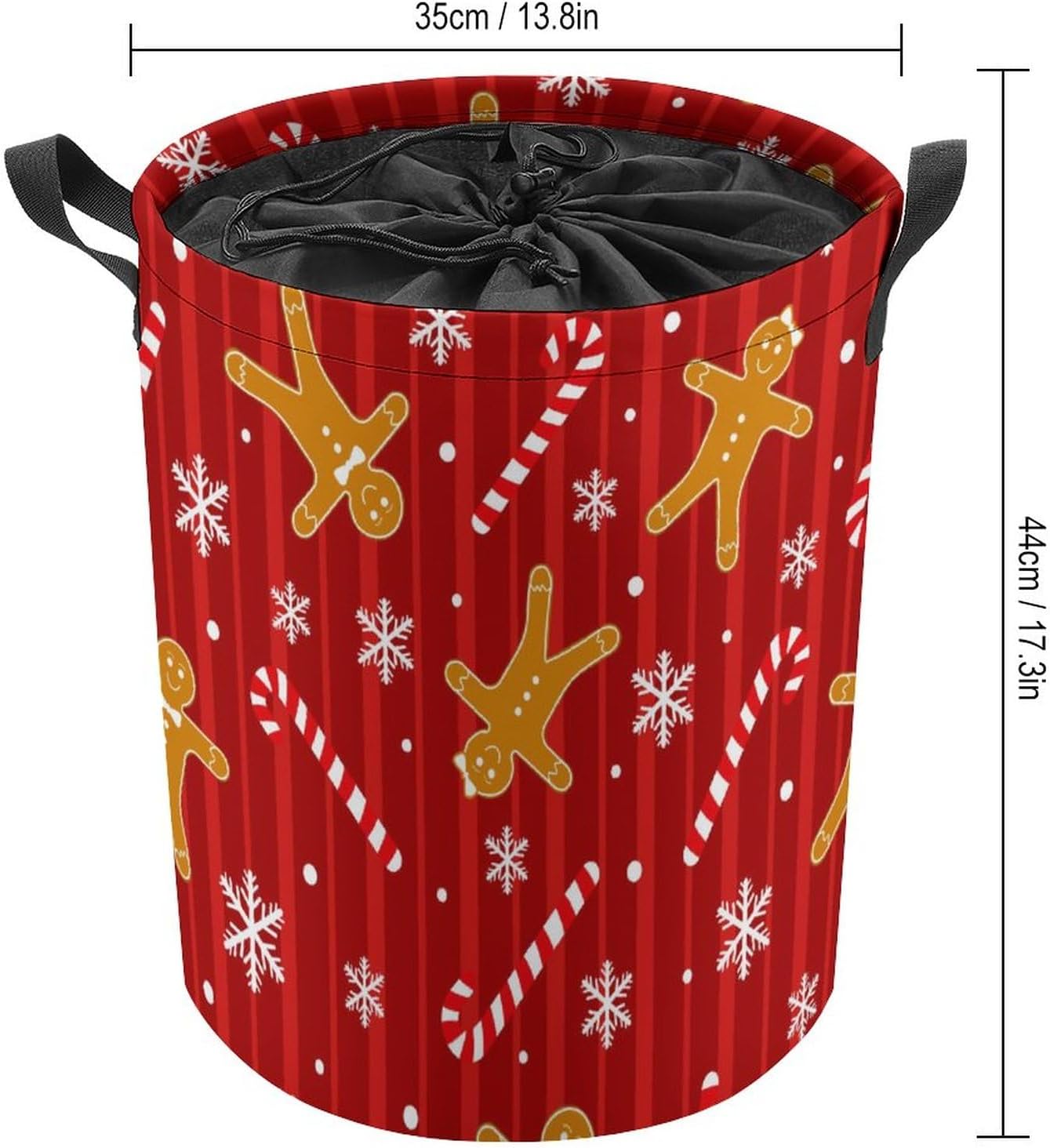Laundry Basket Christmas Red Waterproof Foldable Storage Hamper with Handles Drawstring