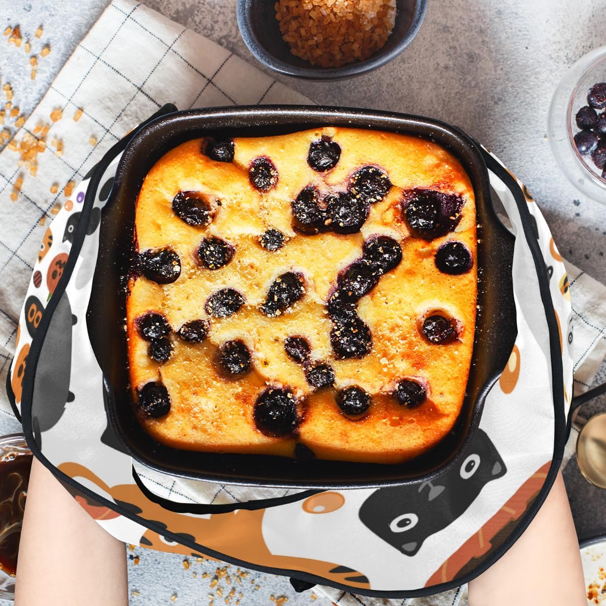 Halloween Double Oven Mitts Heat Resistant Gloves for Cooking Baking Grilling
