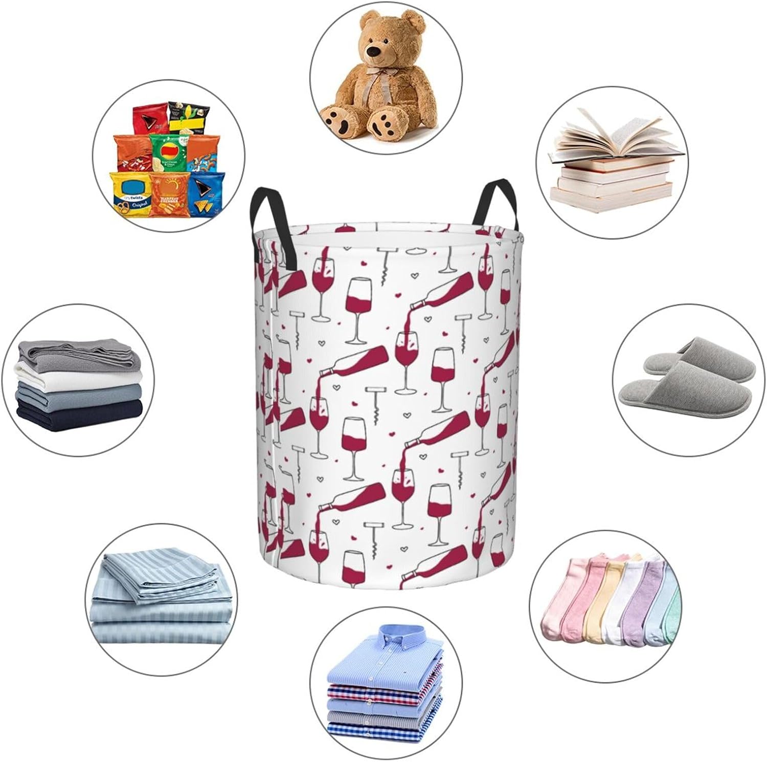 Sturdy White Foldable Laundry Hamper with Handles