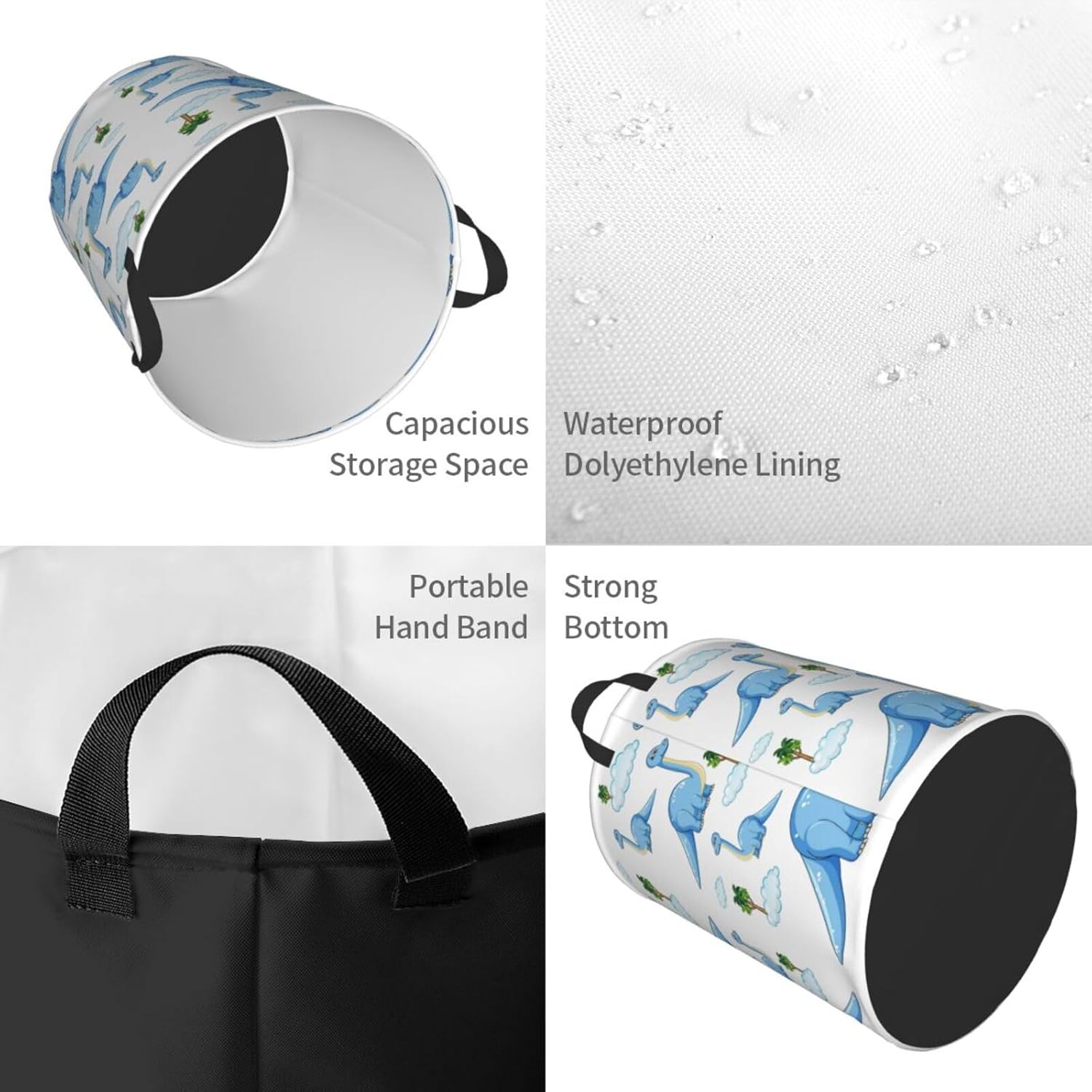 AFHYZY Dinosaur Laundry Hamper Folding Storage Basket with HandlesReusableWeatherproof for Bedroom