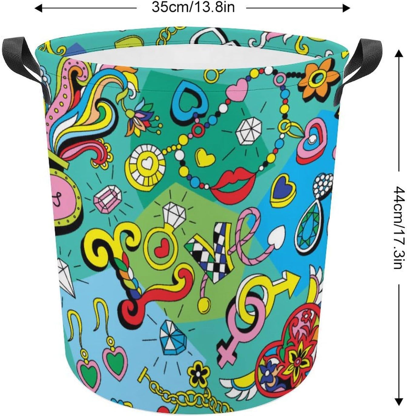 Retro Jewelry Heart Collapsible Laundry Basket