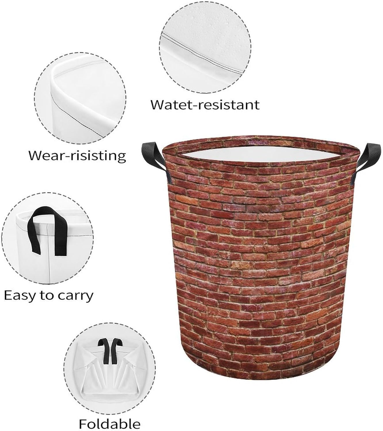 Red Brick Wall Laundry Hamper - Waterproof Toy Organizer
