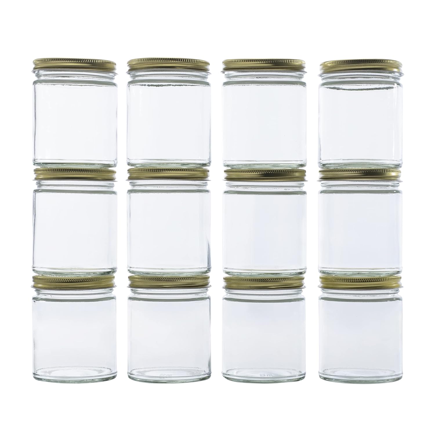 Perfect Mason Jar Canning Set 132 in Case Gold Metal lids 9oz Capacity