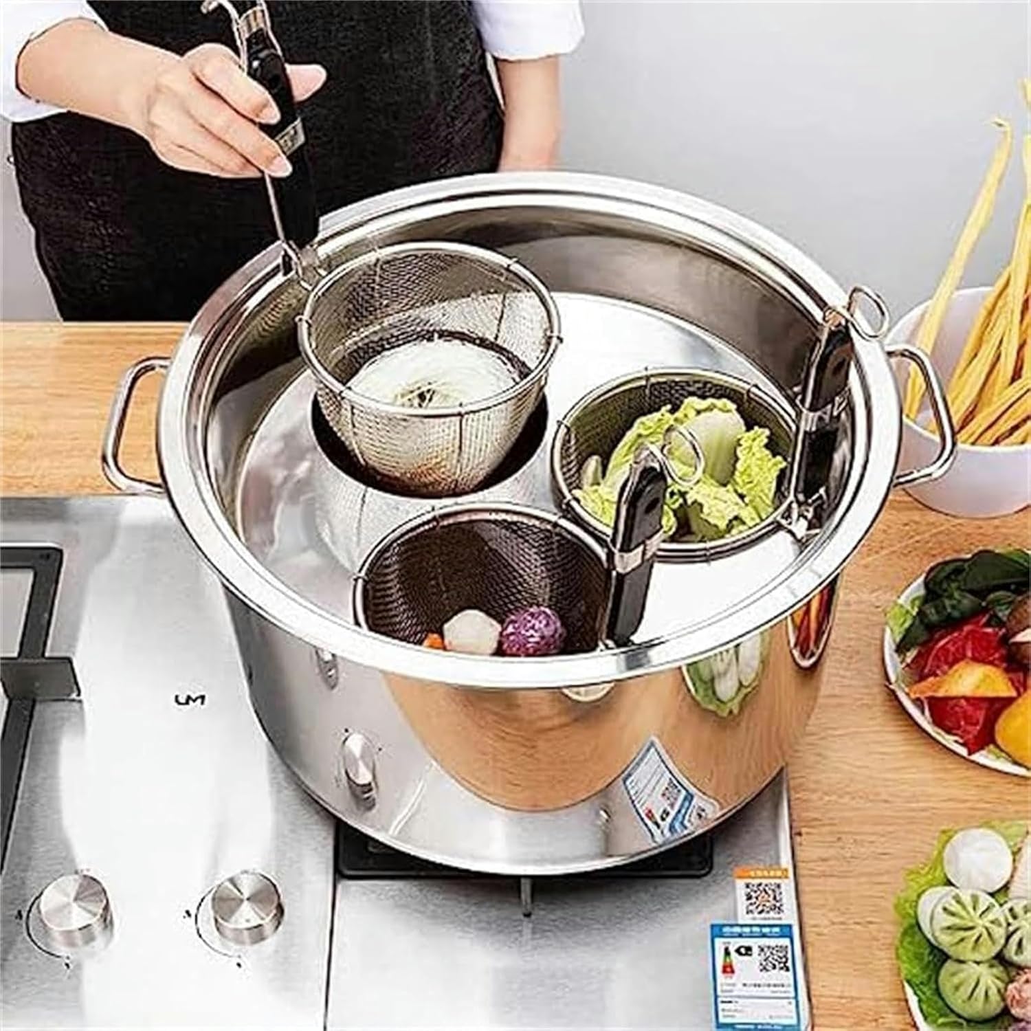 Wzglod 3 4 5 Hole Pasta Pot Cooker with Insert Set