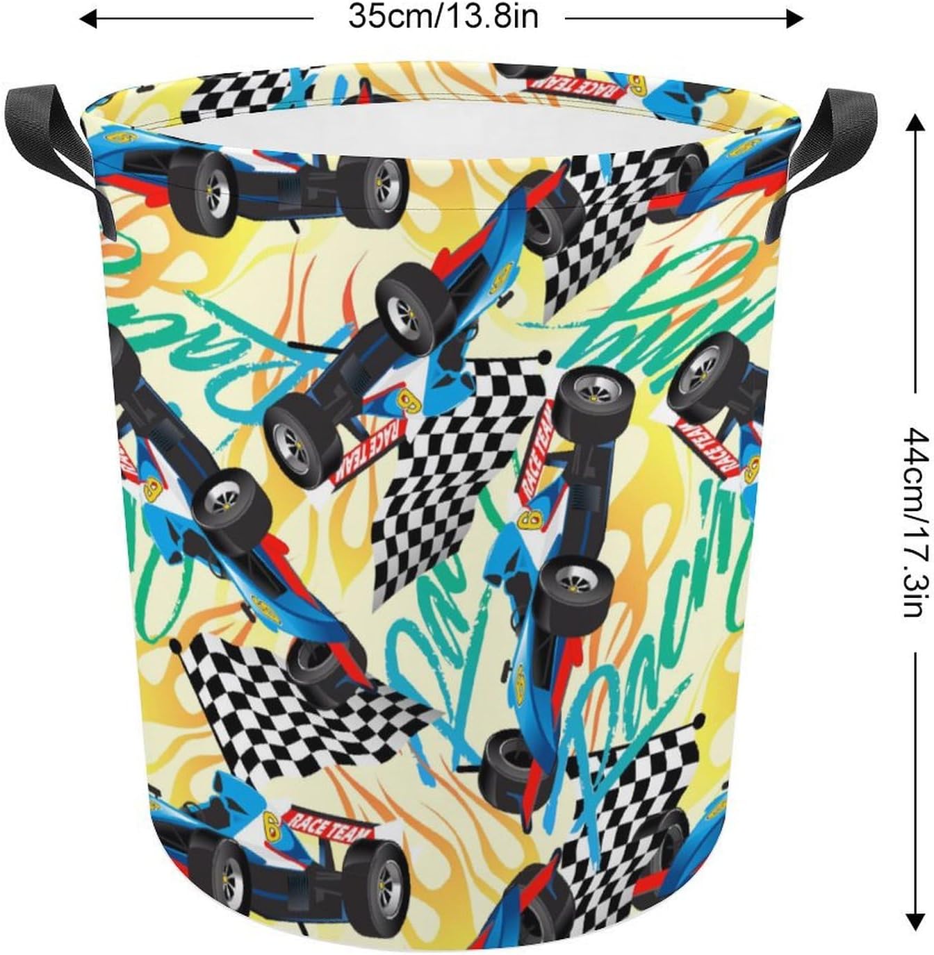 Racing Checkered Flag Waterproof Laundry Hamper Basket - Easy Carry Portable Storage